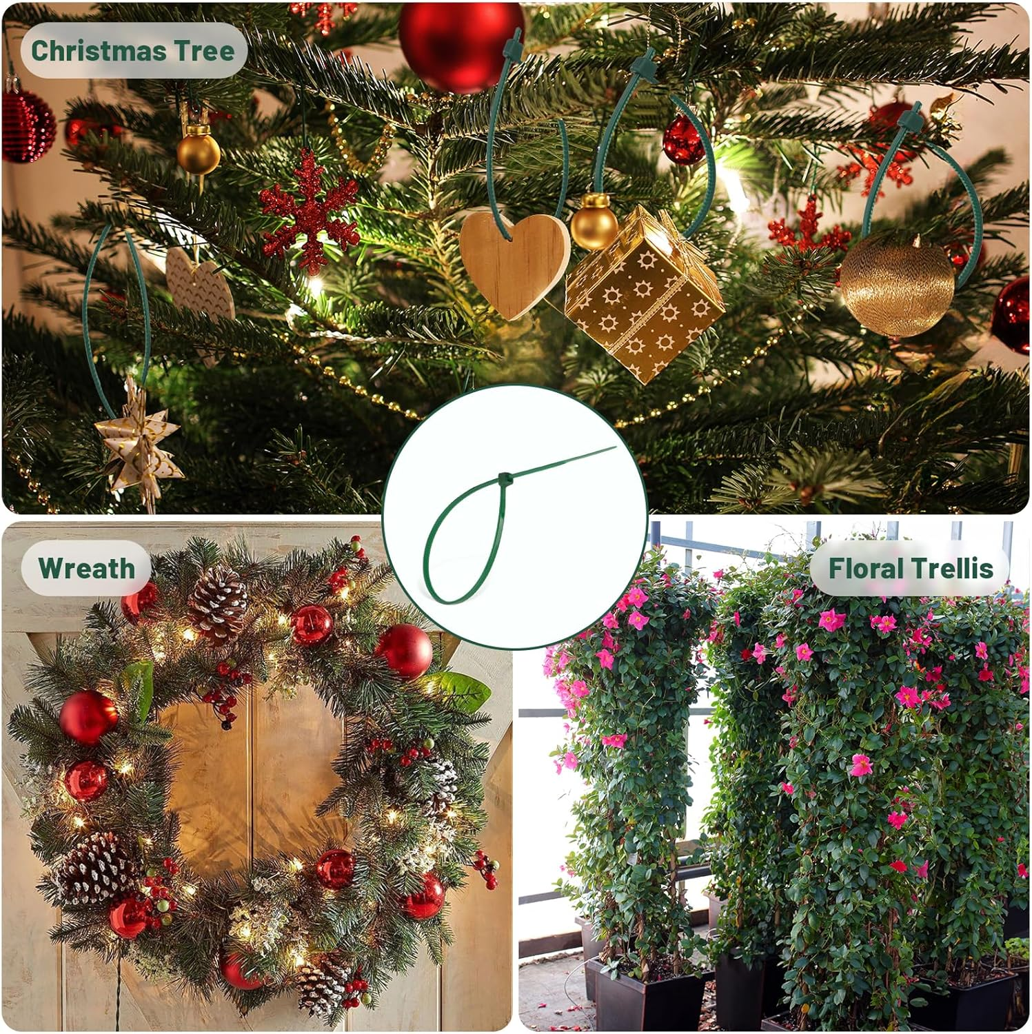 KINGLAKE GARDEN Green Zip Ties 4 Inch 3MM 100 Pack Green Nylon Tie,Premium Plastic Wire Ties for Indoor and Outdoor image number 2