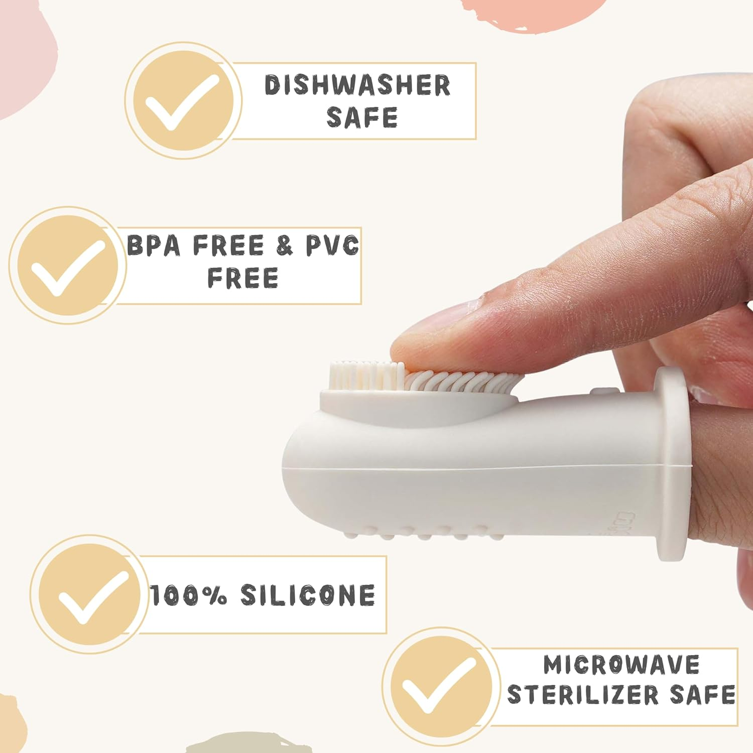 Baby Toothbrush Finger Kit, Two Finger Brushes Oral Cleaner Kit for 3 Months +, 2 Piece (Cloud/Mint) - Cloud/Mint image number 4