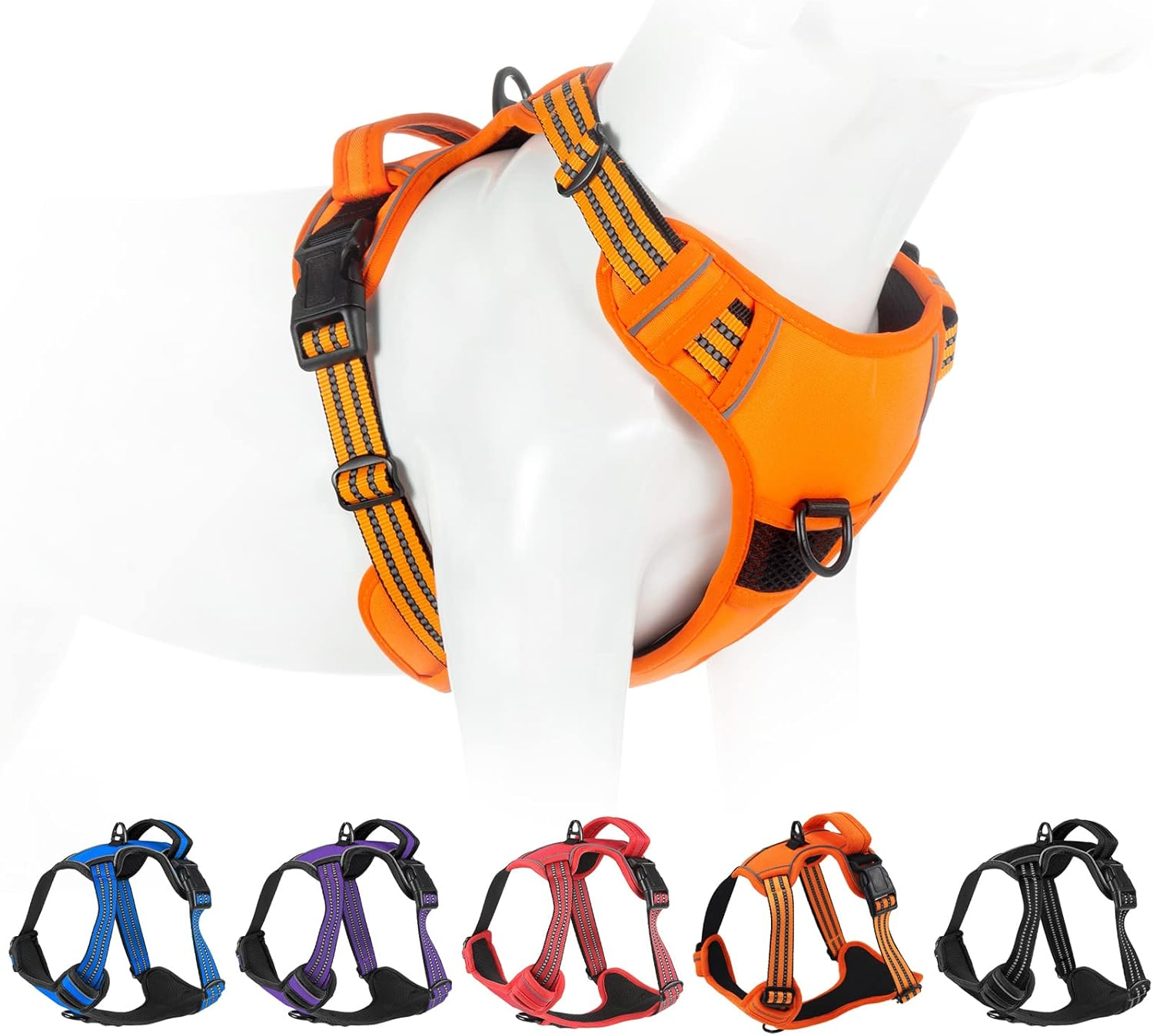 No Pull Dog Harness for Small Medium Large Dogs Adjustable Reflective Pet Vest with Front Clip Padded Harness for Dogs Easy Control Handle Best for Outdoor Training and Walking Orange S image number 7