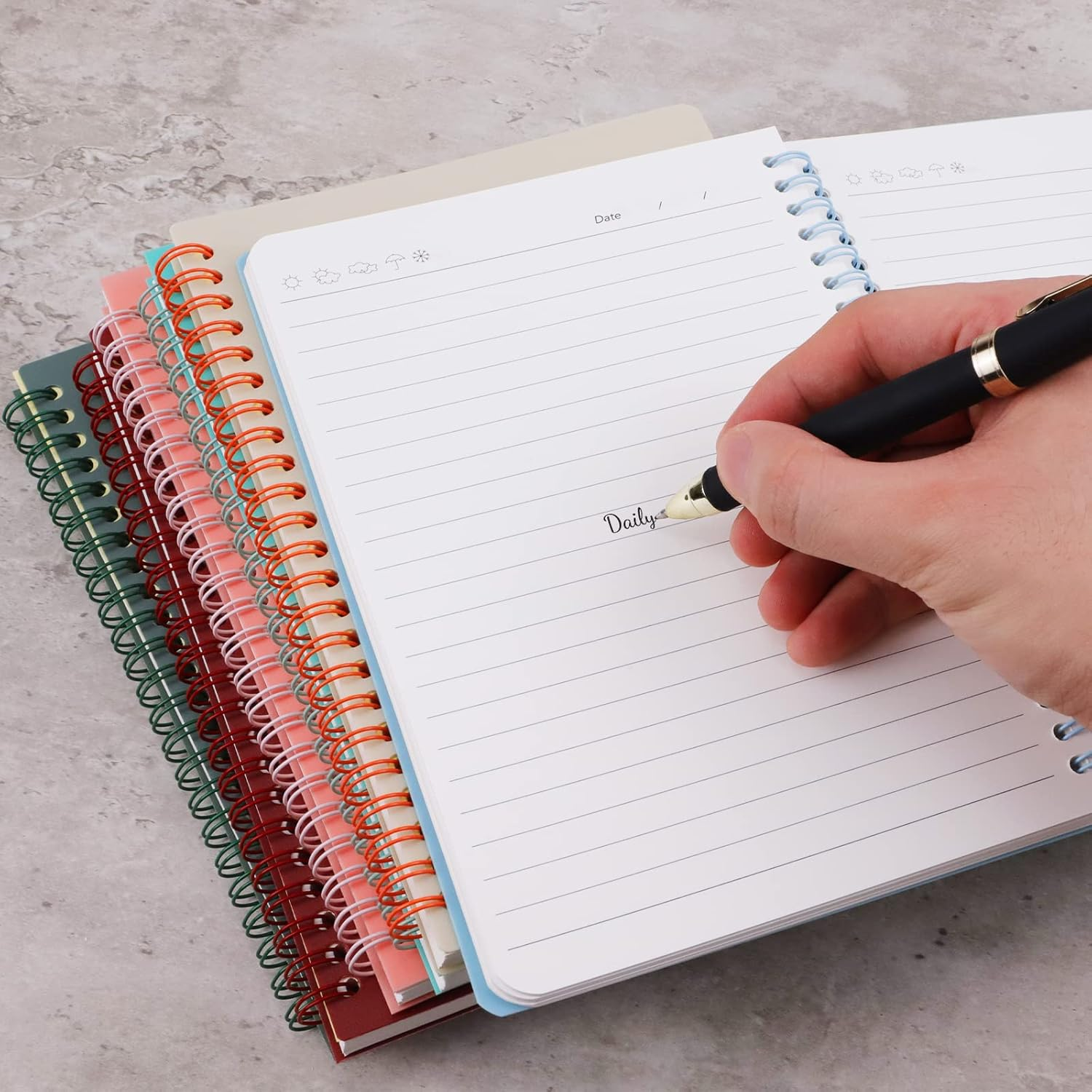 6Pcs A5 Spiral Notebooks, FHDUSRYO Colorful Plastic Cover Notebooks, 6 Color 8Mm Ruled 80 Sheets 160 Pages Journals for Study and Note, Planner, Diary (21X15 Cm) image number 1