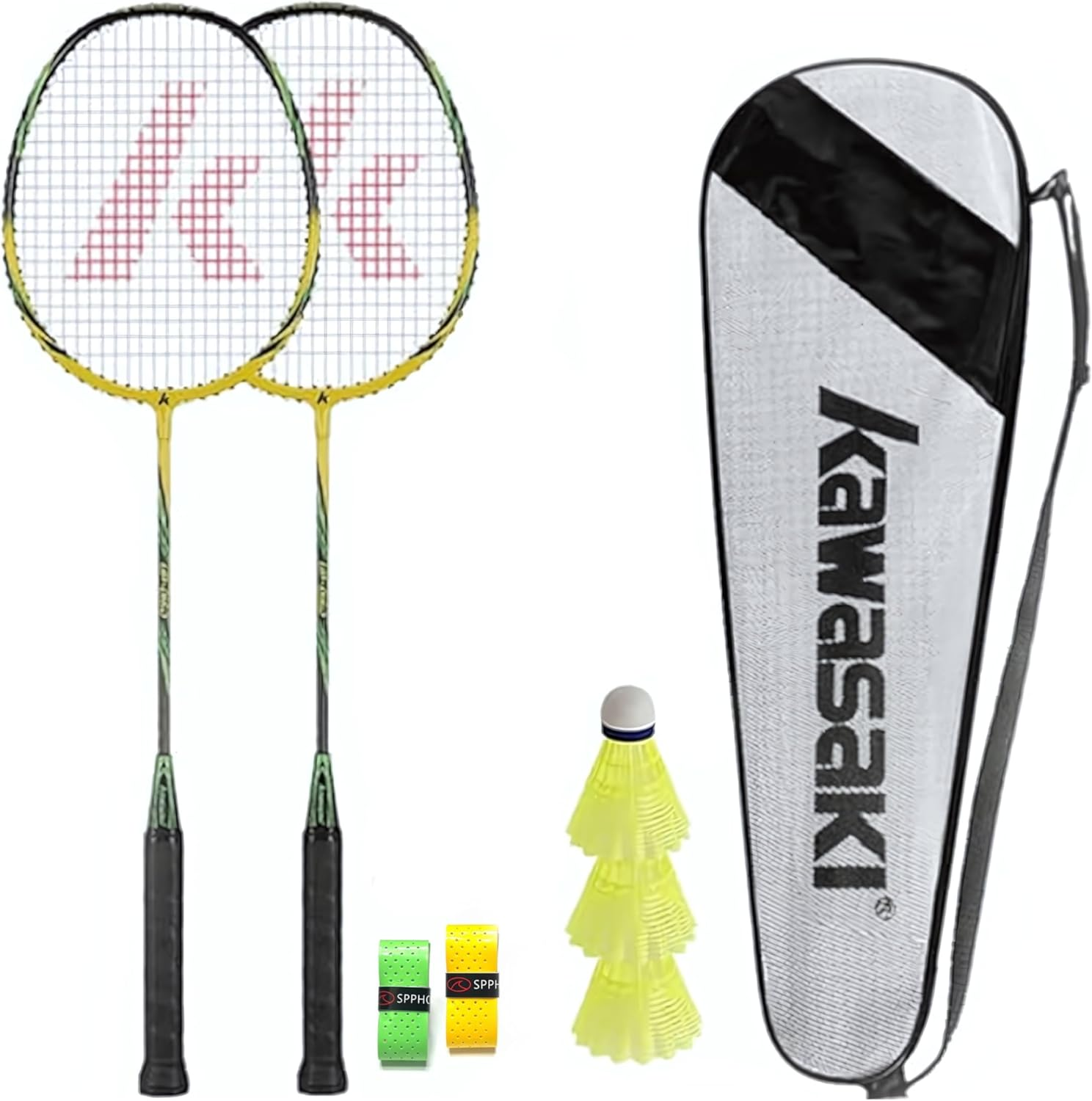 KAWASAKI UP-0160 UP-0182 Set Strung 2 Player Badminton YELLOW image number 2