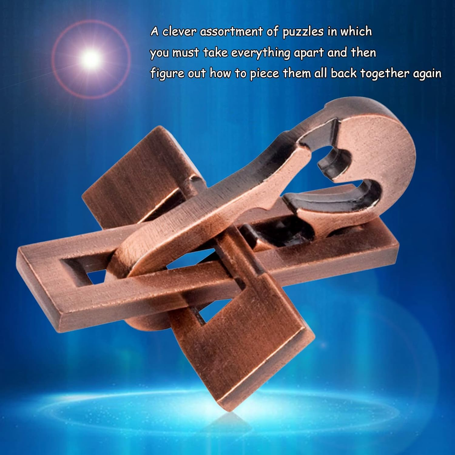 Roseflower 15 Pcs IQ Test Puzzle Brain Teaser Metal Wire Puzzles Mind Game Educational Toys Disentanglement Unlock Interlock Game Magics Trick Toy for Party Favor Kids Adults Challenge Interlock Game - 2 image number 5