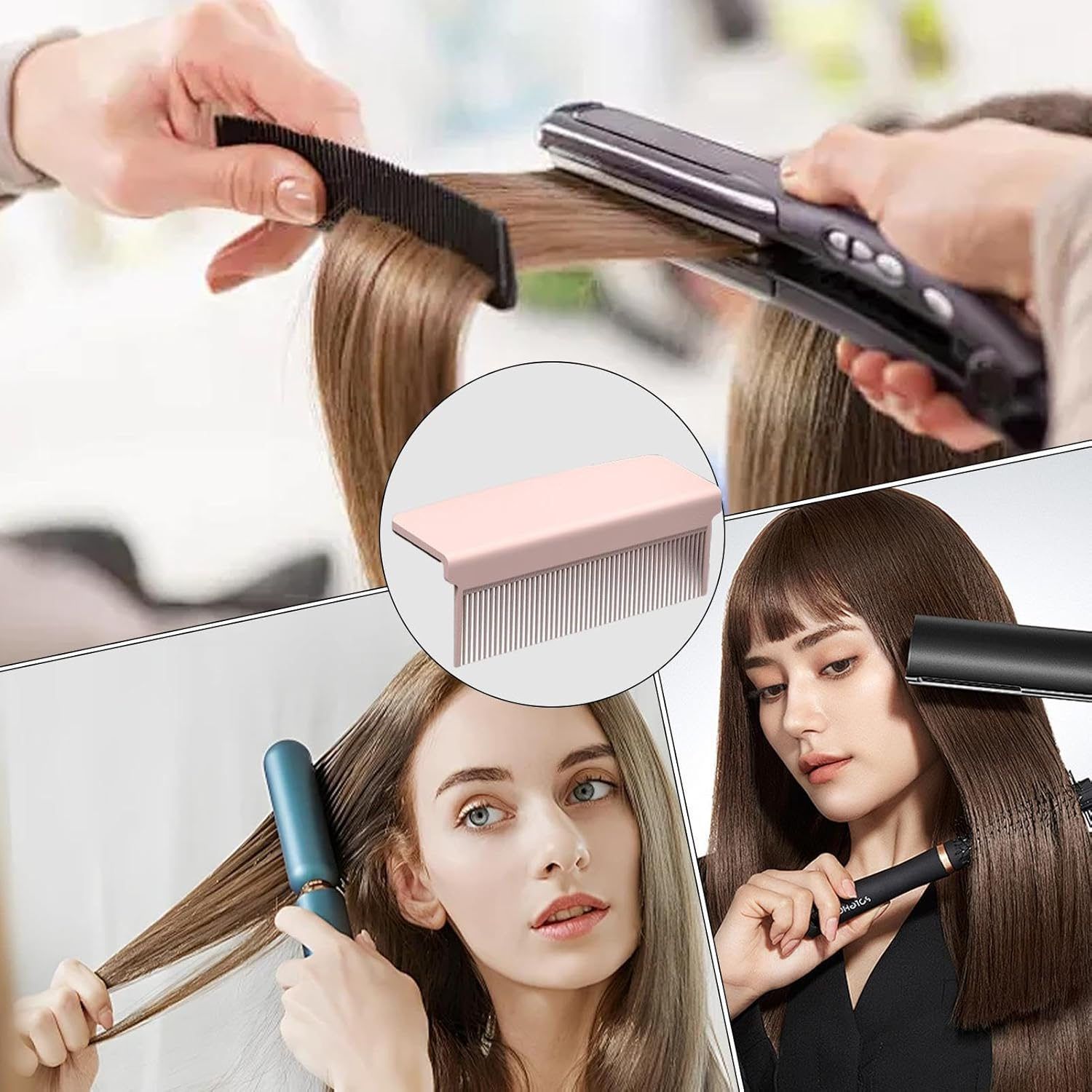 Flat Iron Comb Attachment - Flat Iron Comb Straightener Comb | Professional Comb Attachment, Straight Hair Comb Clip On, Hair Straightening Comb, Hair Styling Tools - Black image number 4