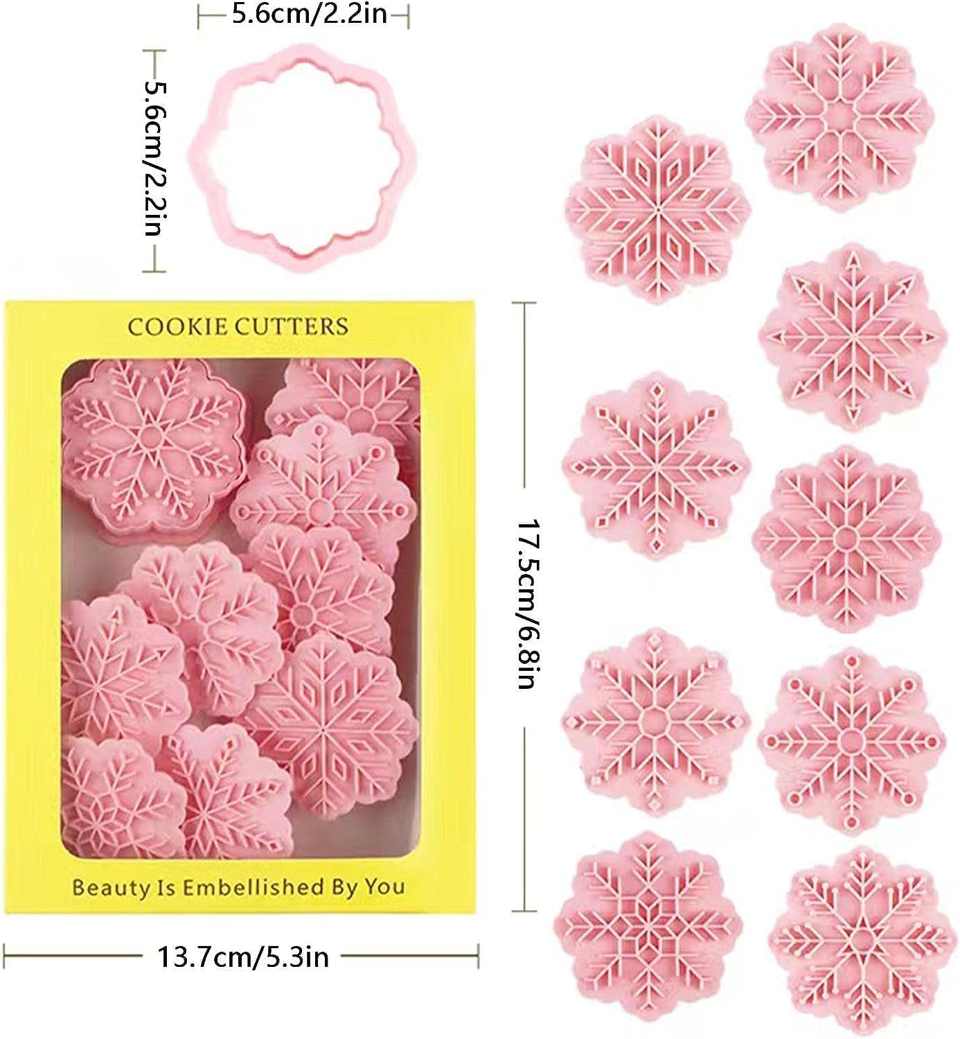 Christmas Pastry Stamper - Snowflake Thanksgiving Christmas Pastry Stamp for Biscuit Cookie,Embossing Cutters for Fondant Biscuit Baking Molds image number 1