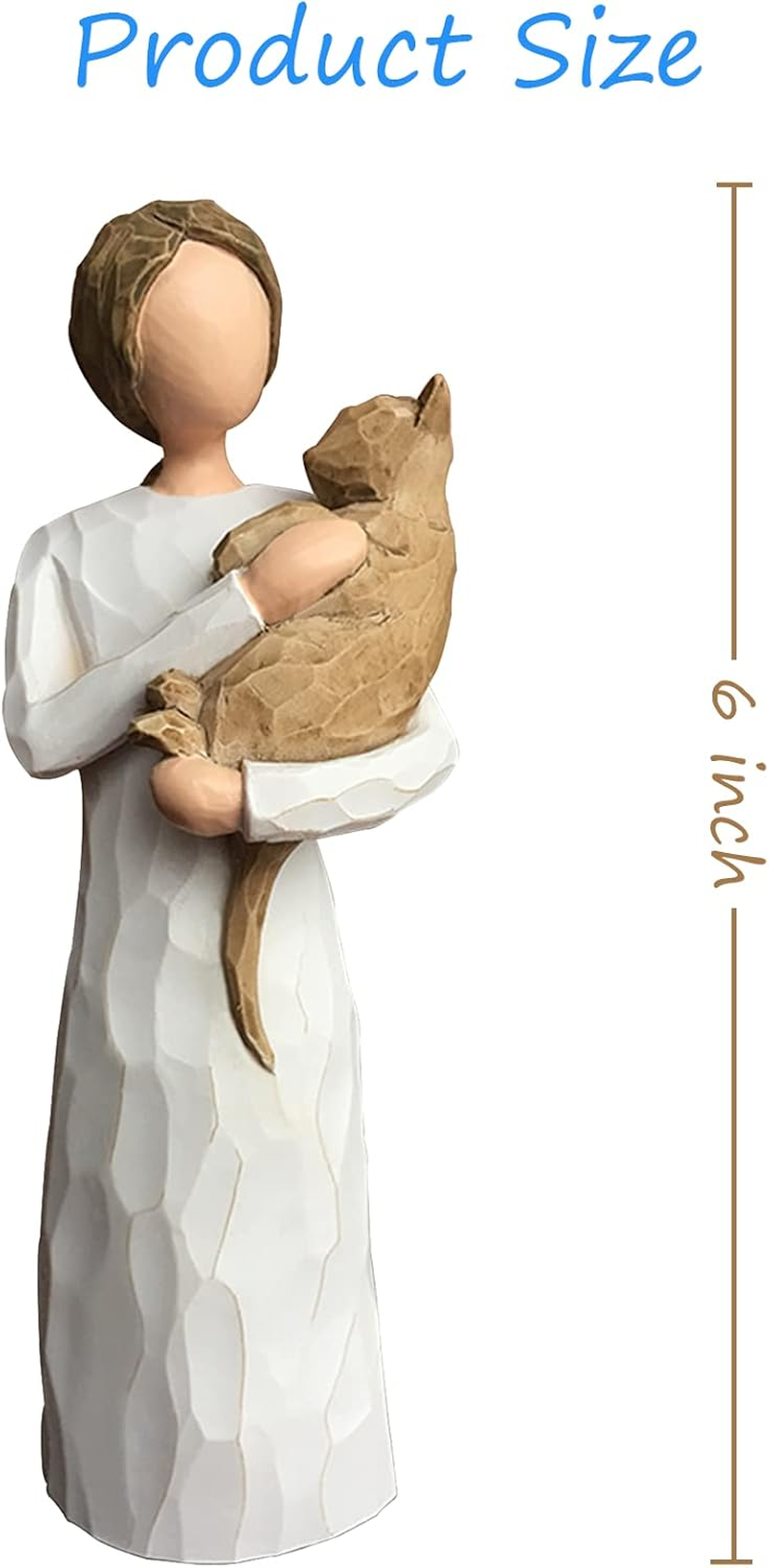 FRUMOASA Cat Memorial Gifts, Loss of Cat Sympathy Gifts for Cat Mom, Pet Cat Remembrance Gifts, Hand-Painted Cat Angel Figurine Statue for Cat Lovers in Memory of Passing Away Cat - Grey Cat image number 4