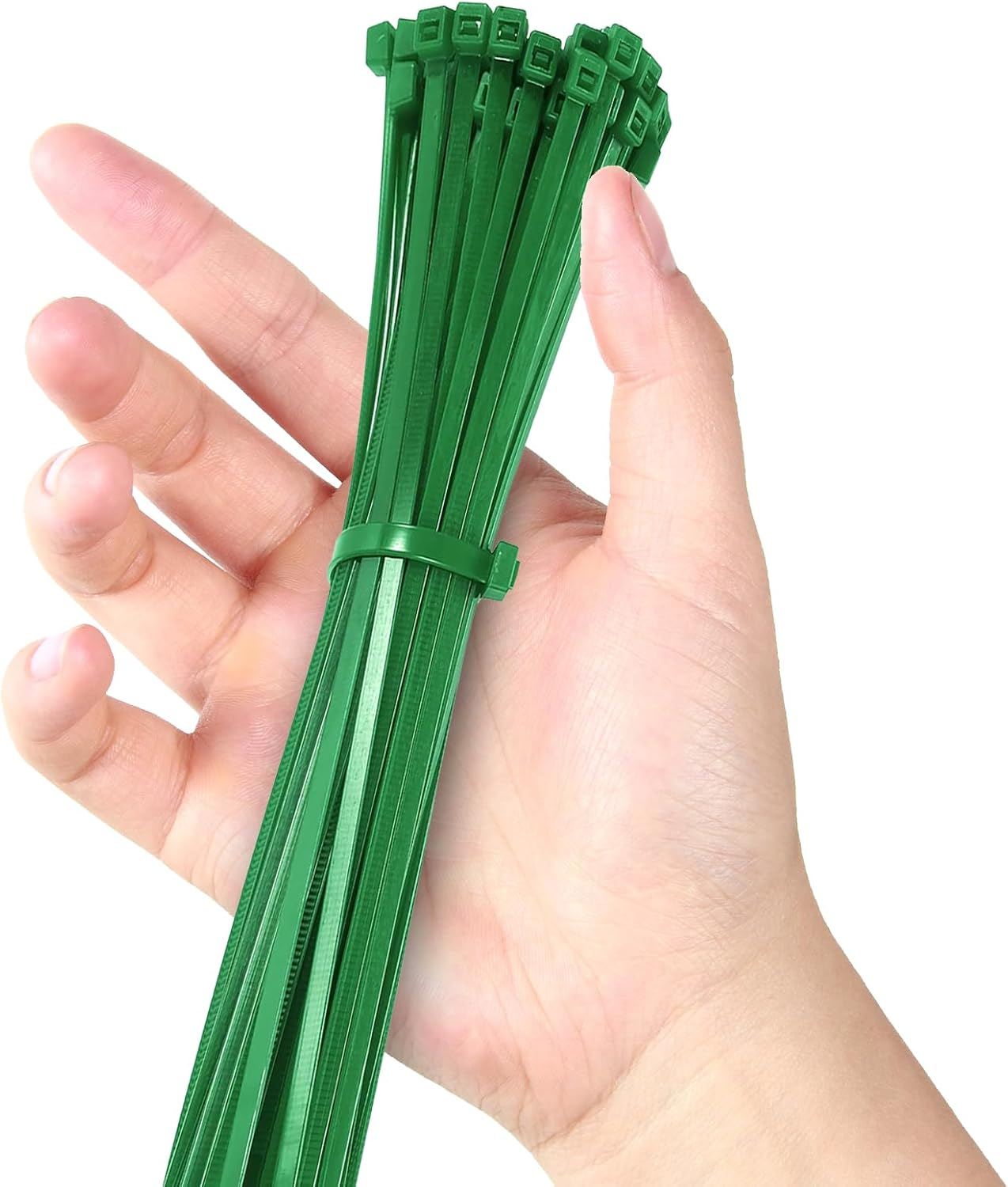 TORMEN 8 Inch Cable Ties, 18Lbs Nylon Wire Zip Tie，Adjustable Assortment Cord Management for Home, Office, Gardening (Green 100Pcs） image number 5