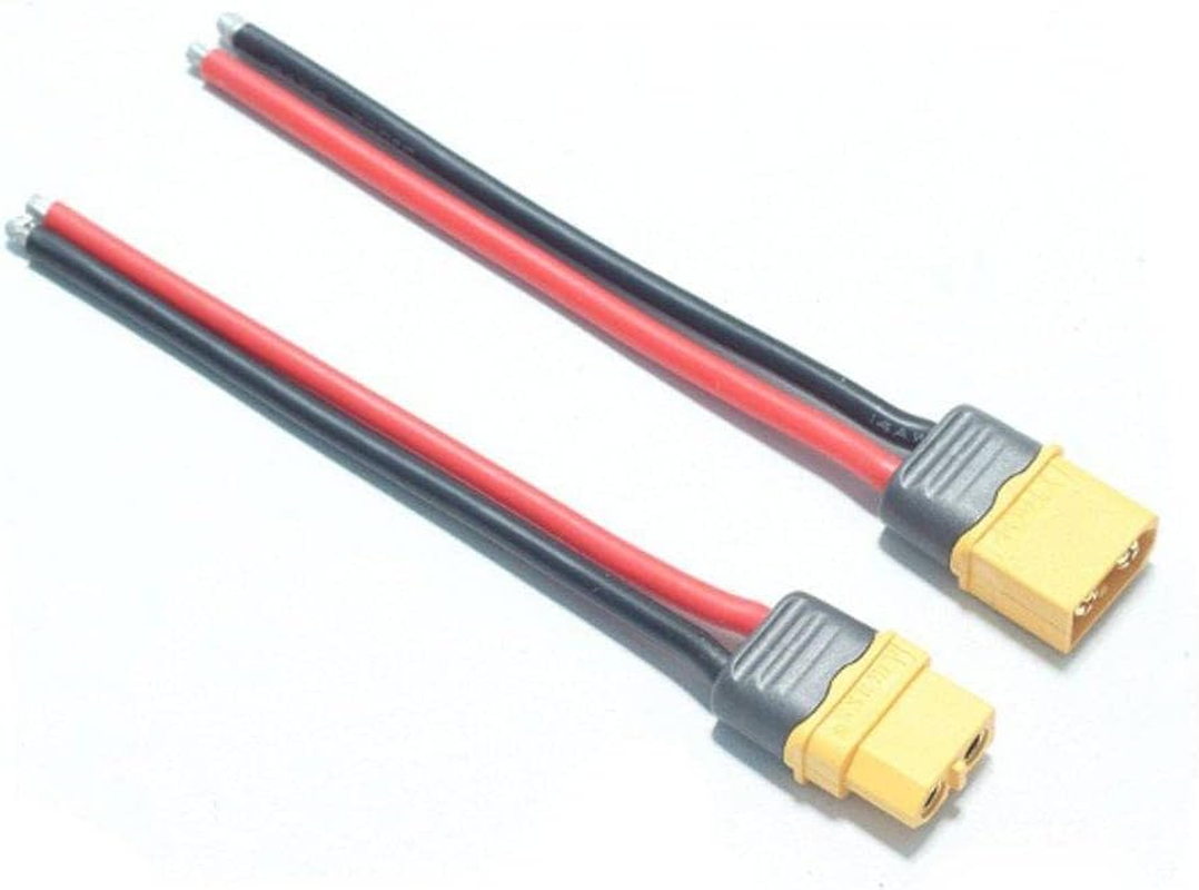 2 Pairs XT60H Plug Male and Female Connector Wire Adapter with 15CM 12AWG Silicone Cable for RC Lipo Battery Cable Drone