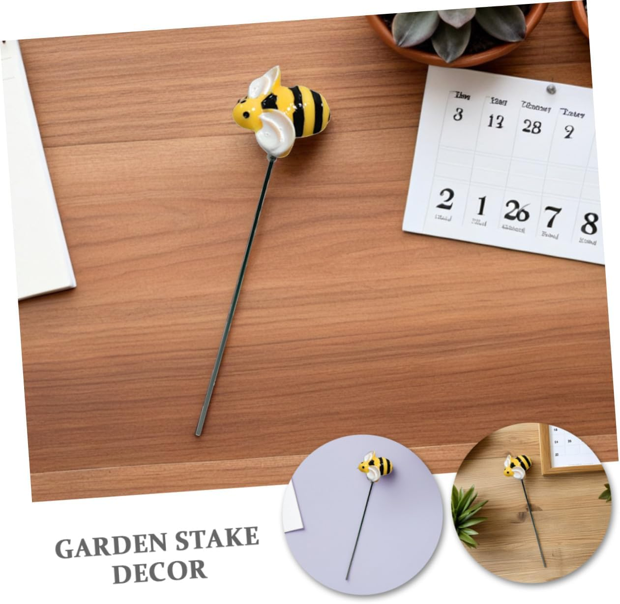 10Pcs Garden Stake Decor Simulation Bee Garden Stake Bees Ornaments for Patio Flower Decoration image number 2