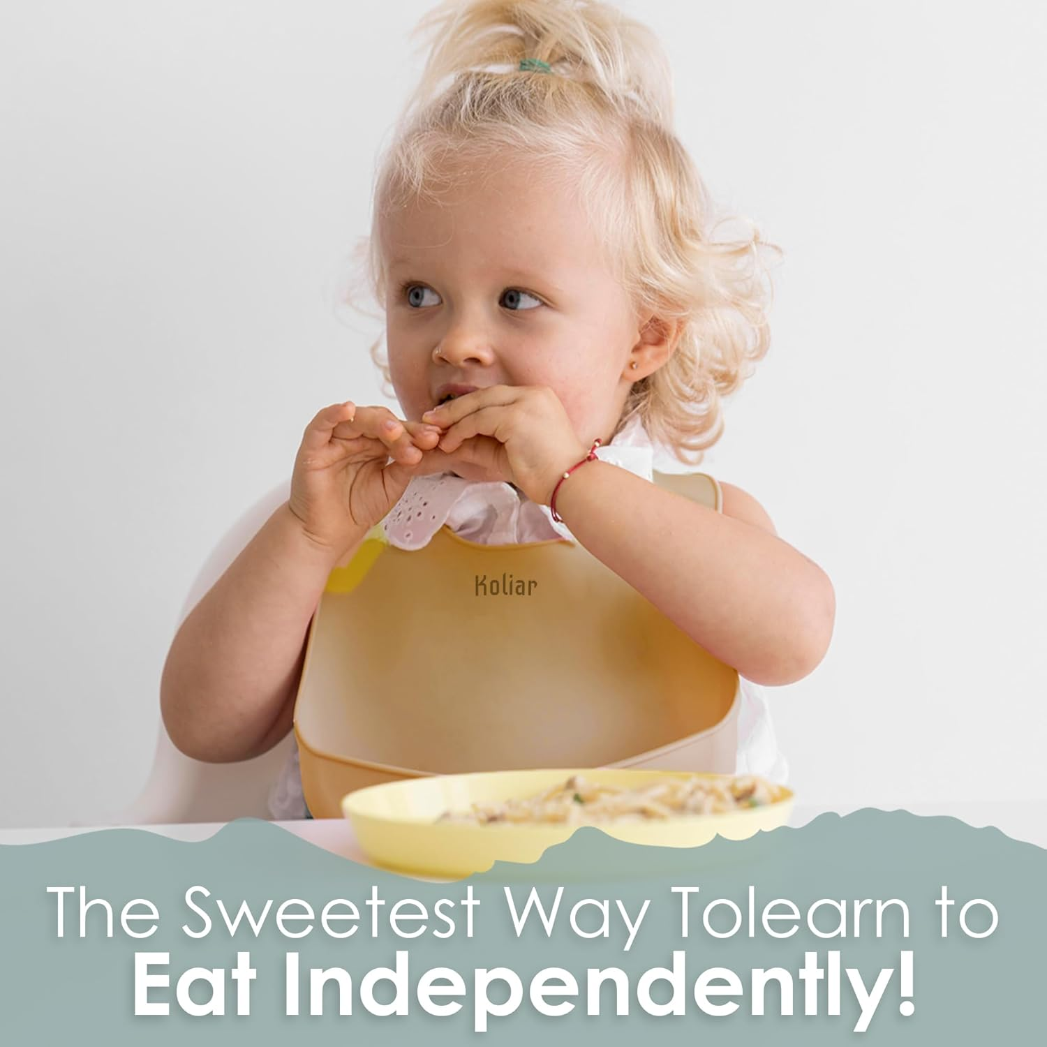 Koliar Silicone Baby & Toddler Feeding Supplies Set,Toddler Tableware Spoon Set,Silicone Baby Bibs,Baby Travel Teether Food Dispenser Spoons,Spoon Storage Box,Baby Food Storage Container,Infant Items