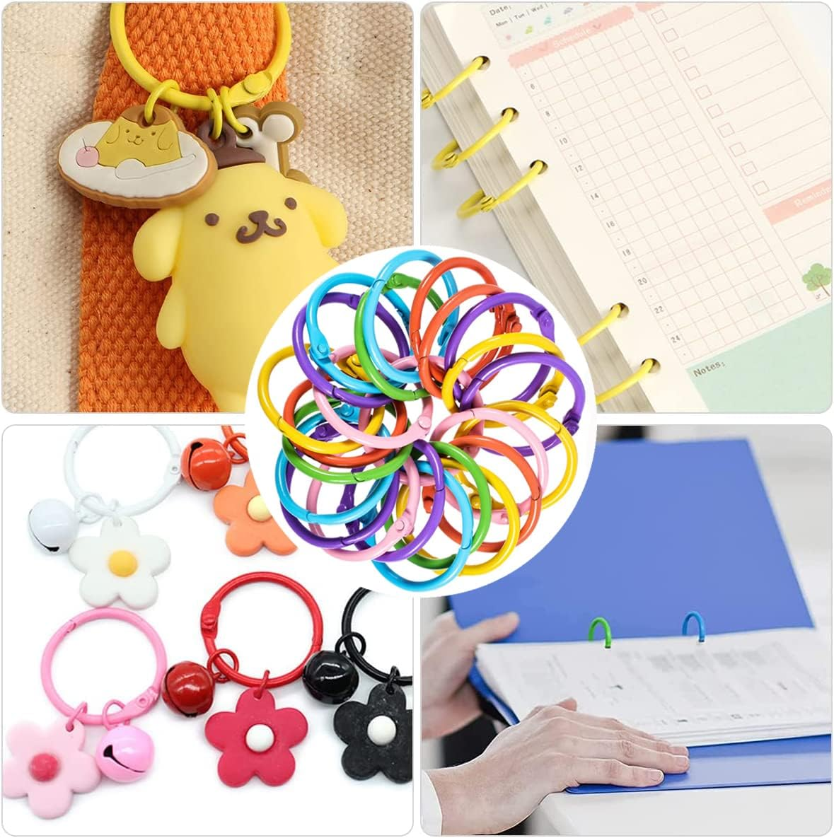 Colorful Metal Binder - Durable Loose Leaf Book Rings, 60Pcs Keychain Rings for Notebooks, Cards, Documents, and Papers | Premium Metal Binder Rings for Organizing and Binding image number 5