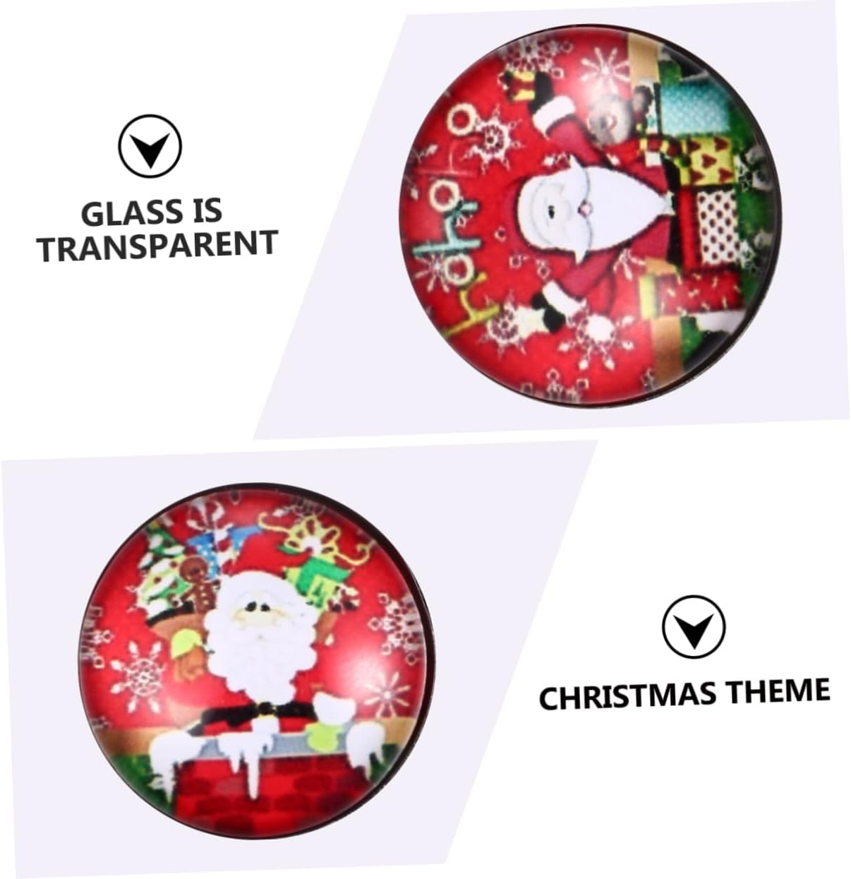 TEHAUX 24Pcs Glass Snap Buttons Jewelry Snap Charms Christmas Decorations Glass Buttons Jewelry Accessories for Craft Projects image number 5