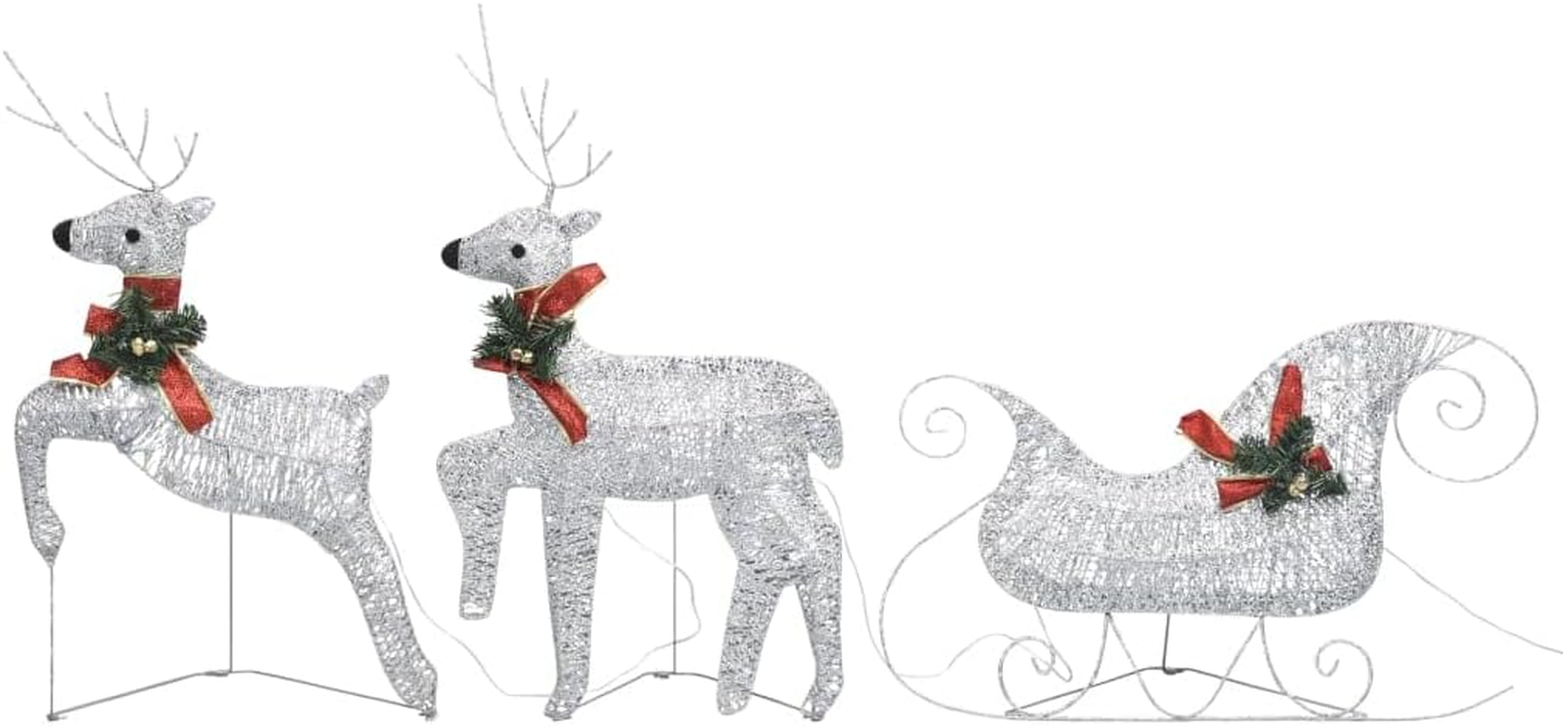 Christmas Reindeer, Xmas Light up Reindeer Outdoor Yard Christmas Decoration Reindeer & Sleigh Christmas Decoration 60 Leds Outdoor Silver