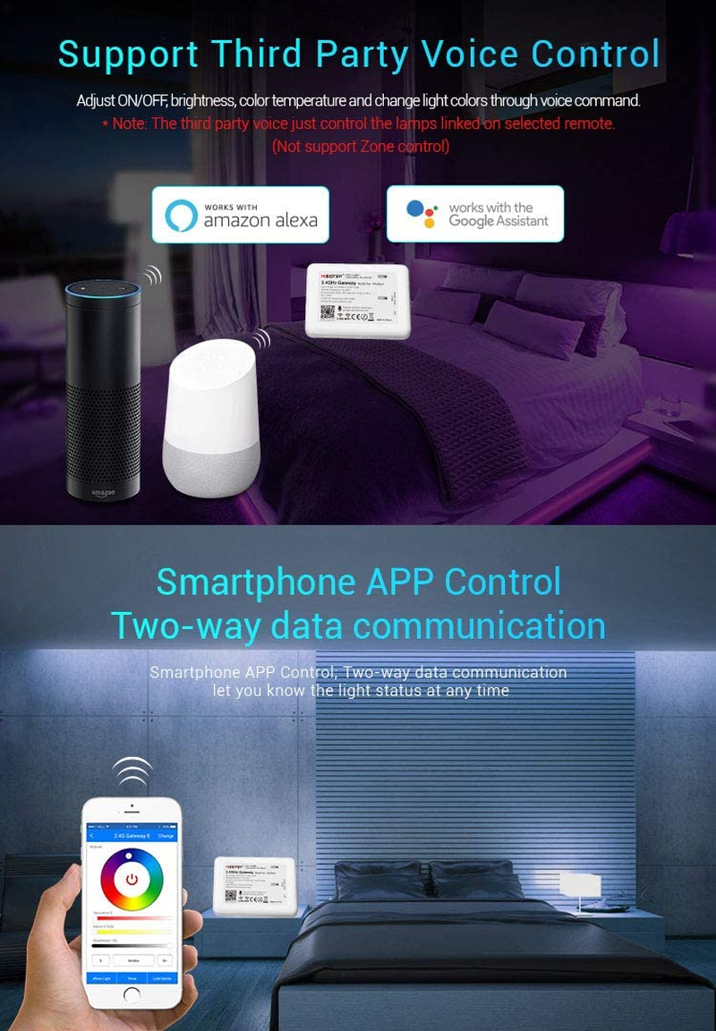Miboxer Wl-Box1 Gateway Hub,Used for Smartphone APP Control 2.4Ghz Series LED Lights and LED Strip Controller.Compatible with Alexa Google Home Assistant image number 1