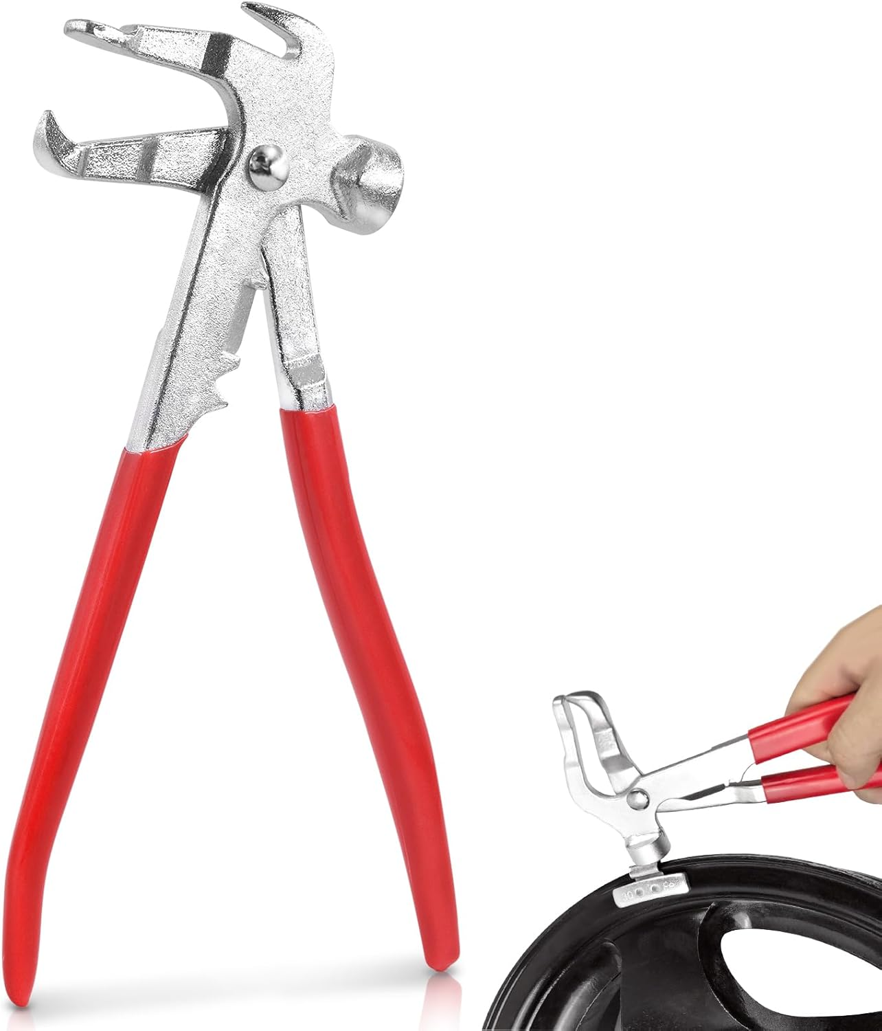 1Ps 3 in 1 Wheel Weight Balance Hammer Pliers Heavy Duty Tire Weight Hammer Clip on Weight Remover Plier Tire Weight Removal Tool for Repair Auto Car SUV Truck image number 5