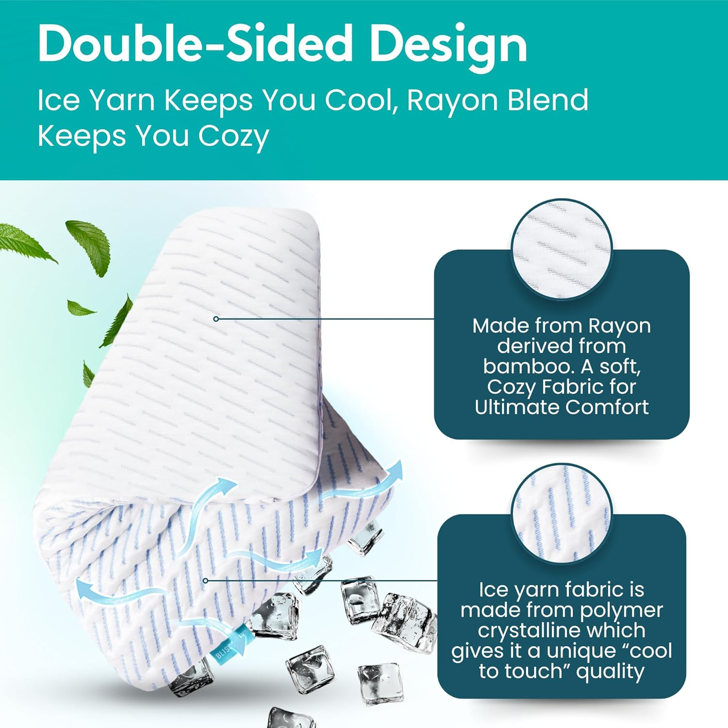 BLISSBURY 8.5Cm Cooling Super Thin Pillow for Sleeping | Flat Pillow for Stomach Sleeper & Back Sleeper | Cool-To-Touch Memory Foam Stomach Sleeping Pillow | Removable Cool-Tech Pillow Case image number 5