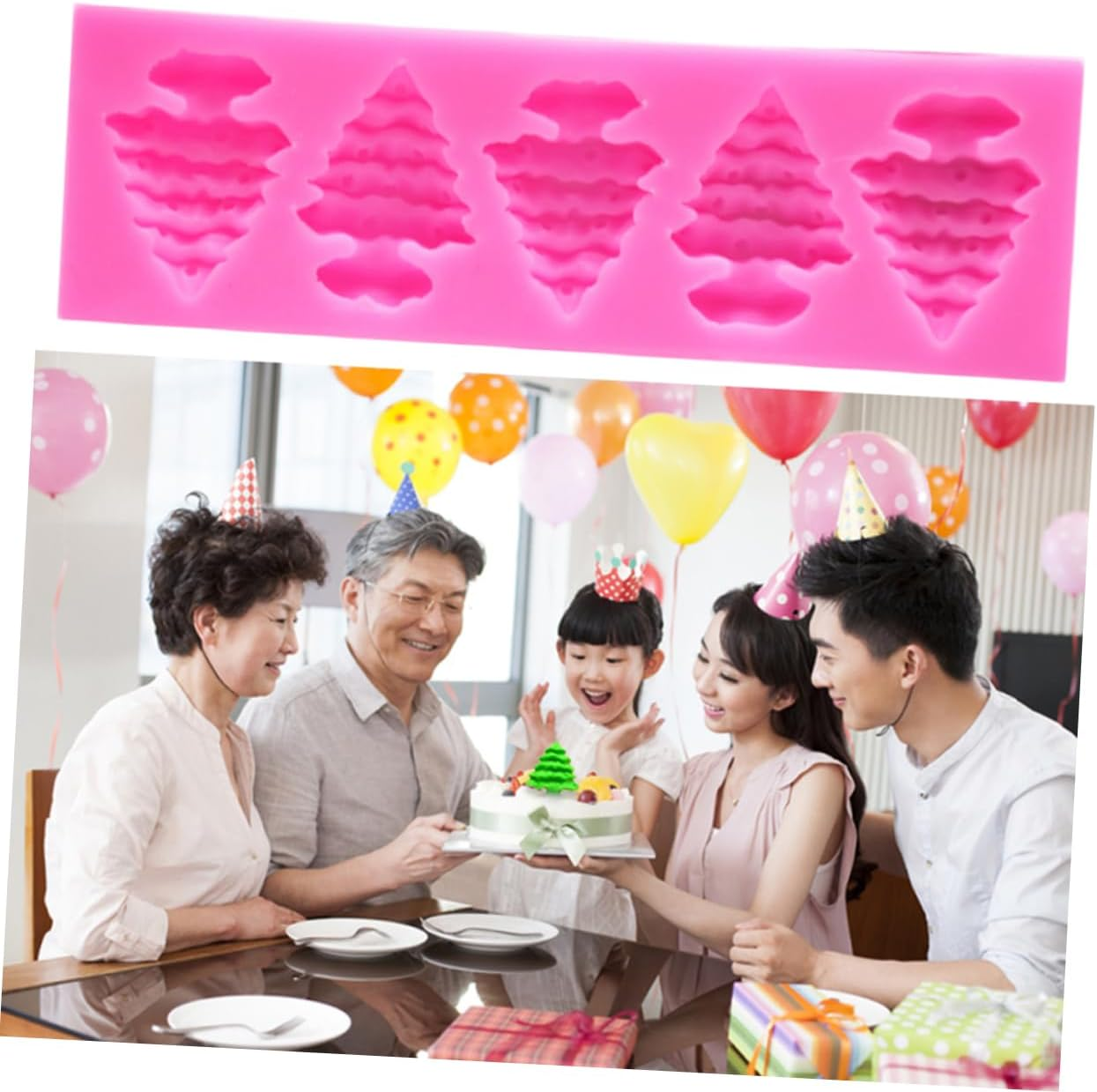 UPKOCH 3Pcs Christmas Tree Silicone Molds Tree Shape Cake Decorating Tools Baking Mold for Cupcake Dessert Fondant DIY image number 1