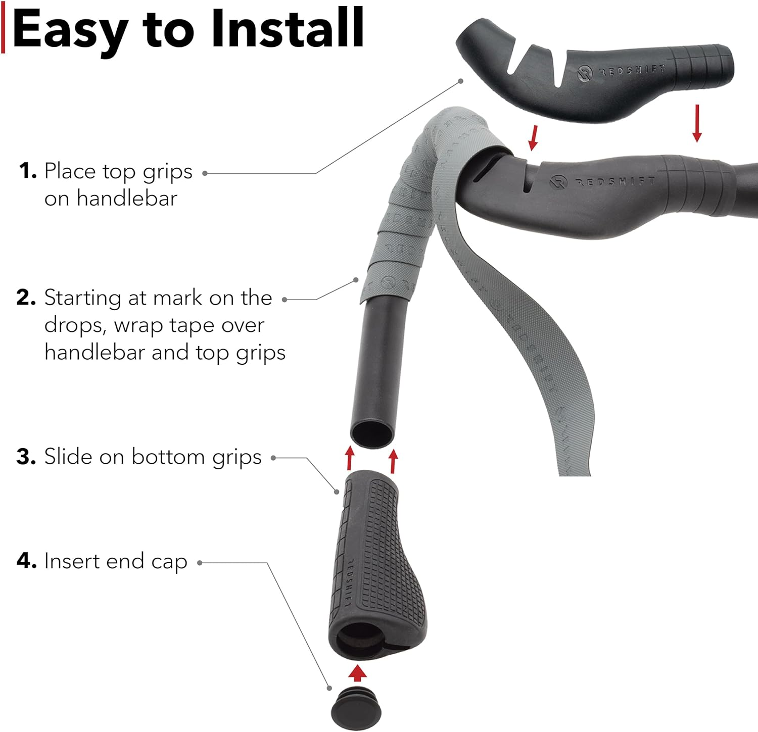 REDSHIFT Cruise Control Drop Bar Grips for Road Bike Handlebars, Fits All Drop Bar Handlebars for Road, Gravel and Fixie Bicycles, Ergonomic Comfort Cycling Accessory image number 2