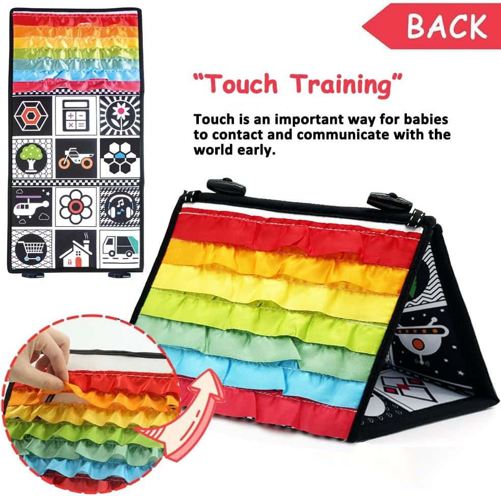 Tummy Time Mirror Toys for Babies, High Contrast Activity Montessori Newborn Infant Toys, Black and White Baby Toys for 0 3 6 9 12 Month Boy Girl Crawling Sensory Toy Floor Crib Car Activity Essential image number 3