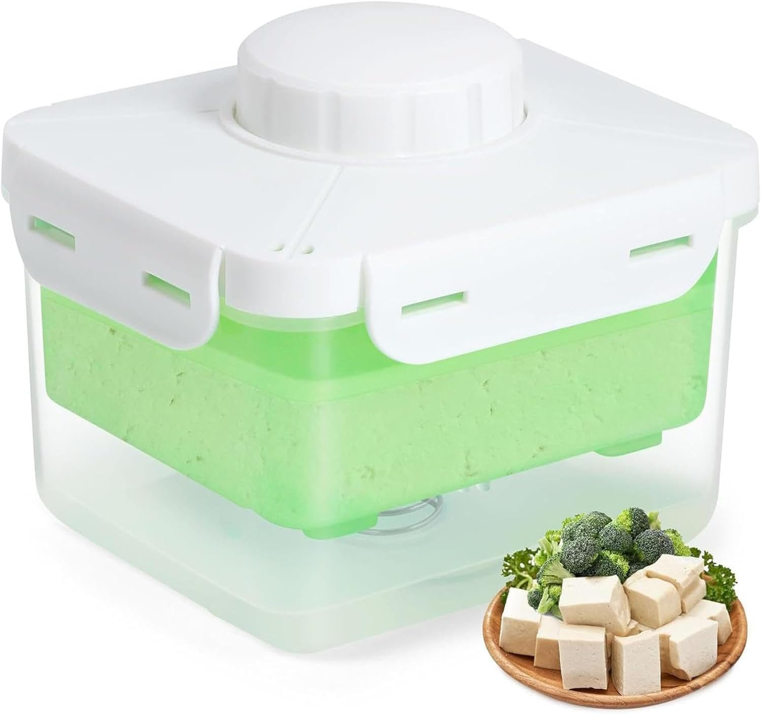 Adjustable Tofu Press, Food Strainer System for All Kinds of Tofu and Cheese with Drainage, Adjustable Knob Easily Remove Water from Tofu,Dishwasher Safe & Bpa-Free,Elevate Your Dishes - Green image number 6