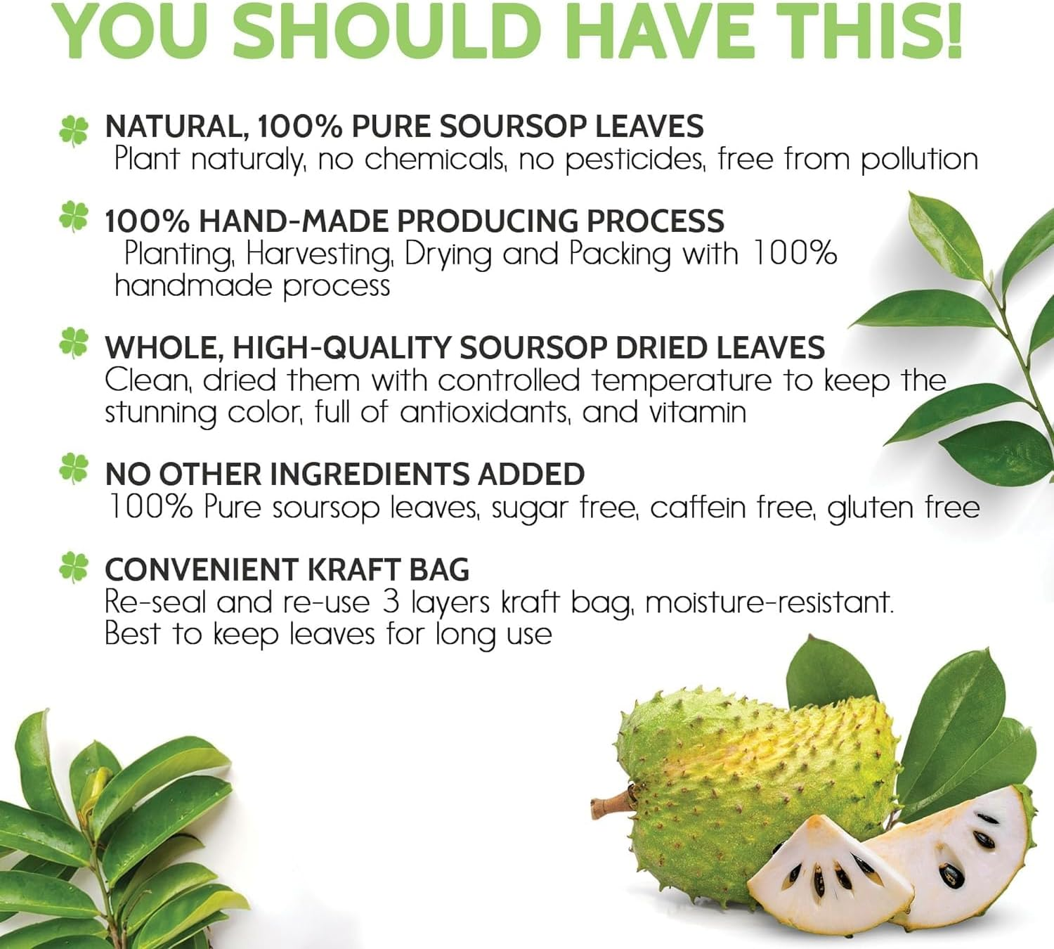 200G Soursop Leaves Powder Helthy Hand Picked Leaves Powder No Additives Well Cleaned Grade a Yoghy Product image number 2