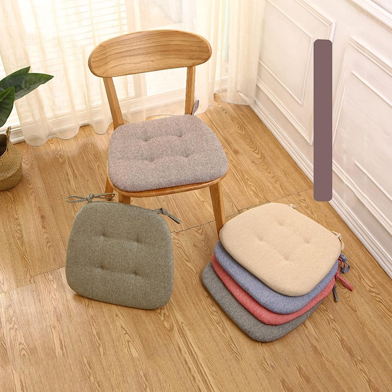 Cushion Kitchen Chair Cushions with Ties, Double Sided Chair Pads for Dining Room, U Shaped Non-Slip Seat Cushions, 2/4/6 Pack (Color : Green, Size : 2 Pack) image number 4