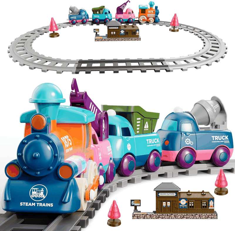 Train Set for Toddlers, Magnetic Train Toys for Toddlers 3+, 4Pcs Trucks Toy Train for Boys and Girls, Birthday Christmas Toy Gifts for 3 4 5 6 7 8 Years Old image number 5