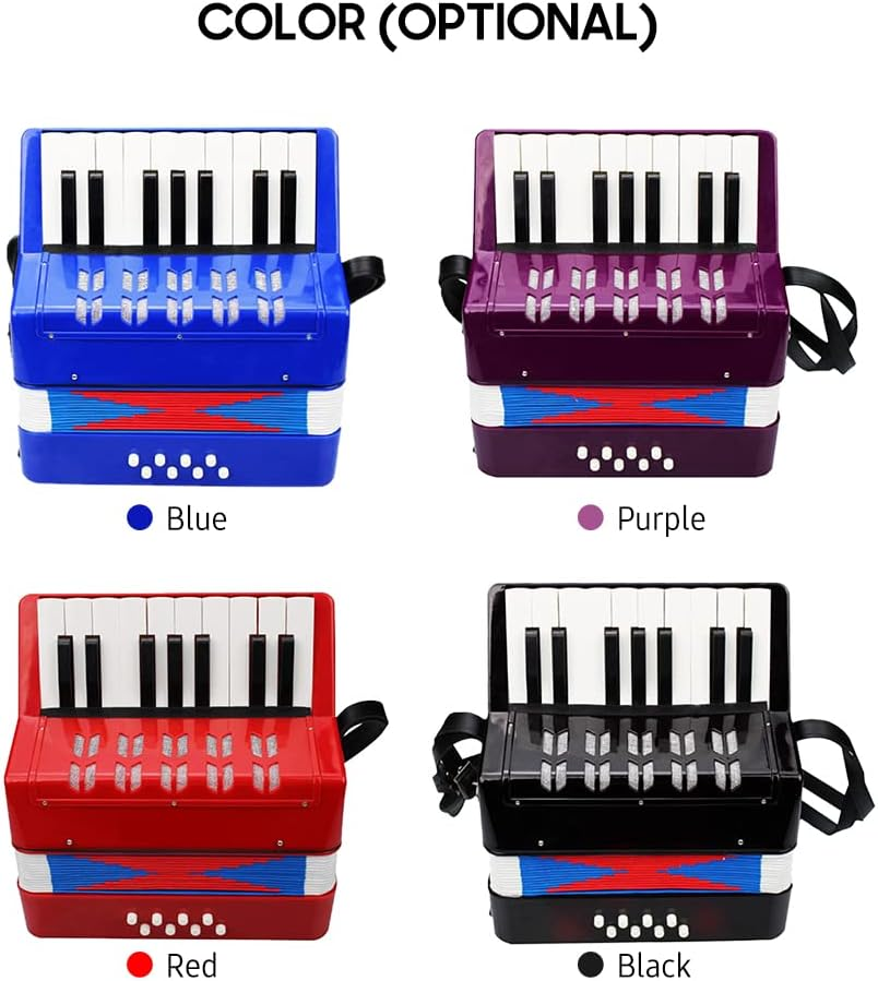 Accordion 17-Key 8 Bass Mini Small Accordion Educational Musical Instrument for Beginner Birthday Purple image number 5