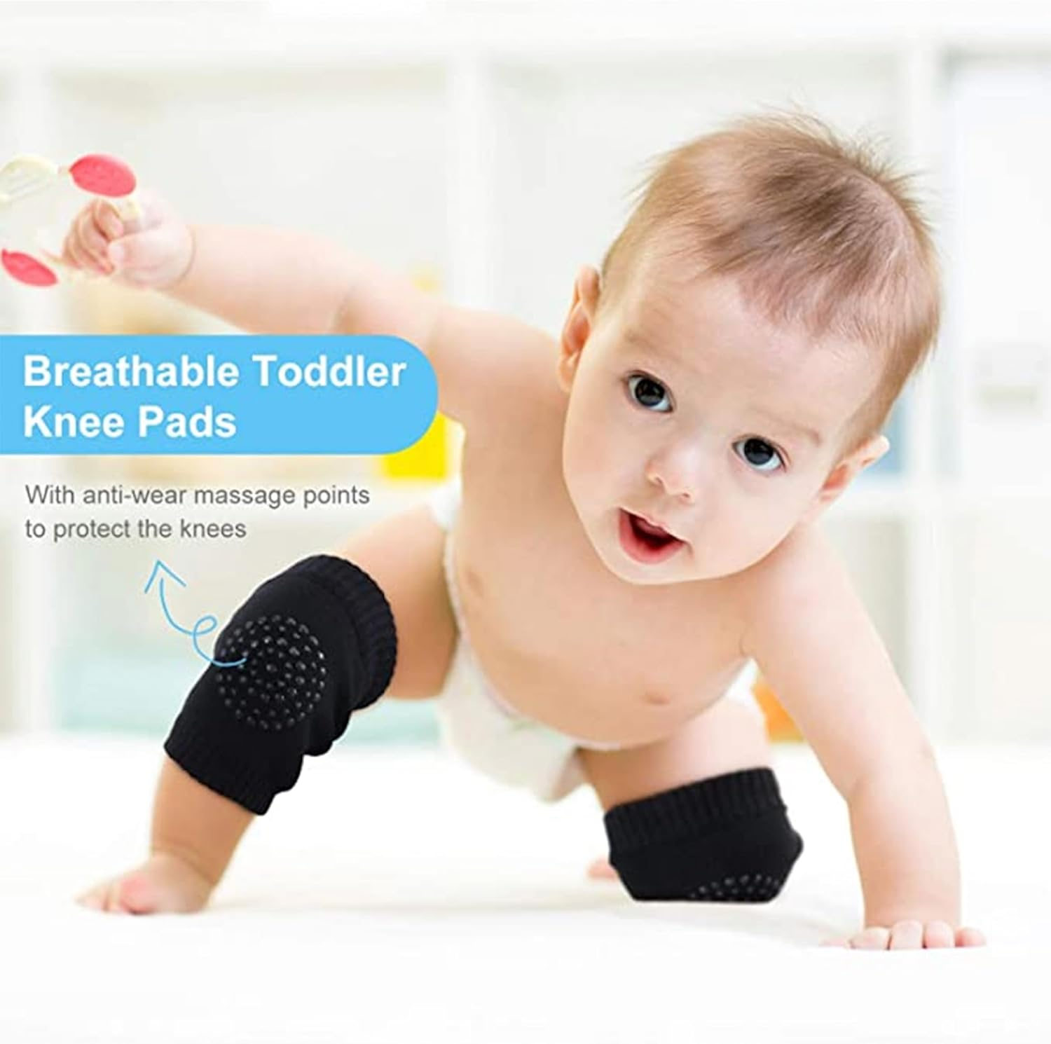 1 Pair Baby Knee Pads for Crawling, Breathable Infant Toddler Knee Pads with Anti-Slip 0-4 Years Unisex Baby Knee Protectors Elastic Leg Warmers Protective Cover for Knees Elbows Legs (Pink) image number 6