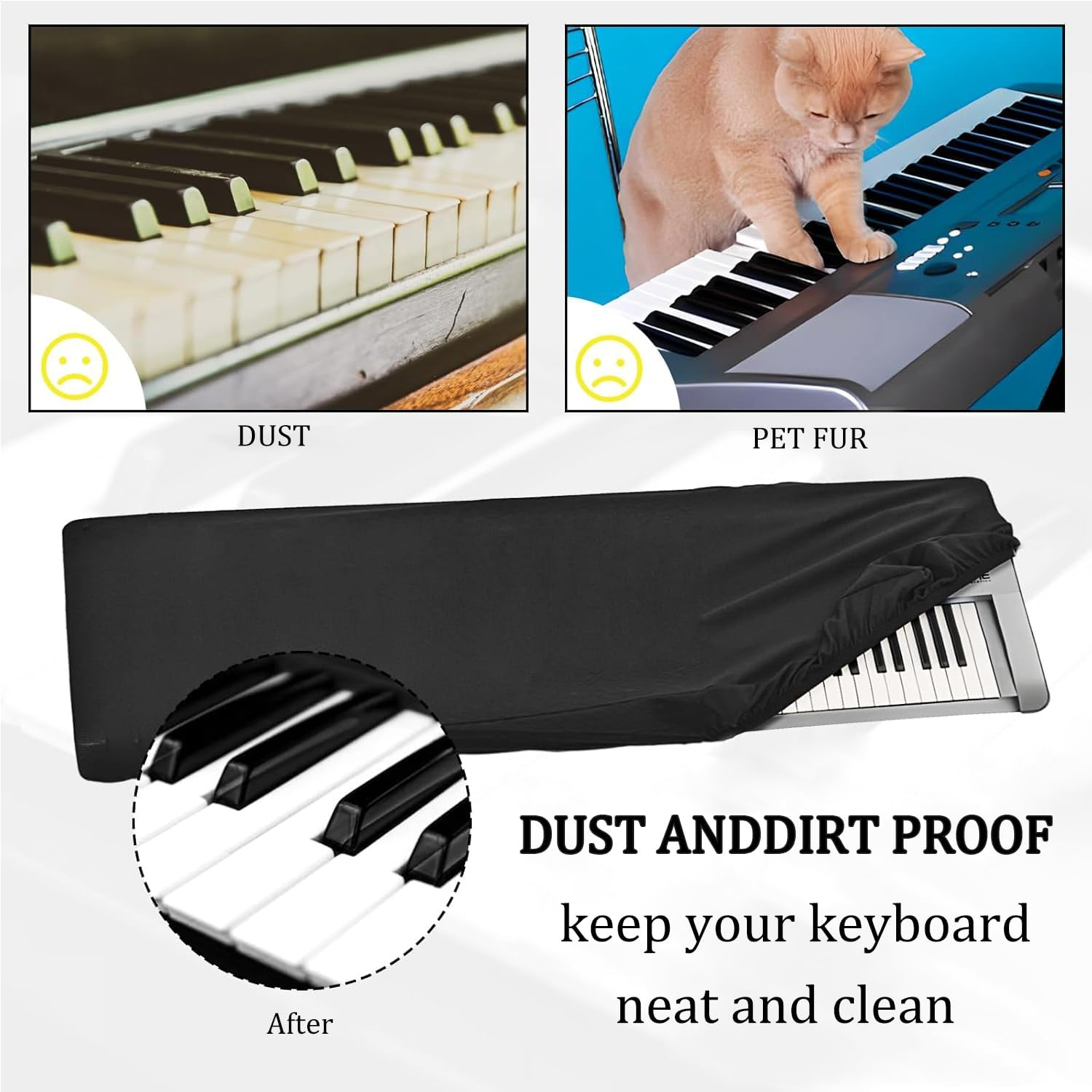 Digital Piano 88 Key Piano Dust Cover,With Drawstring Lock Piano Music Keyboard Dust Cover,Adjustable Electric Piano Keyboard Cover image number 4