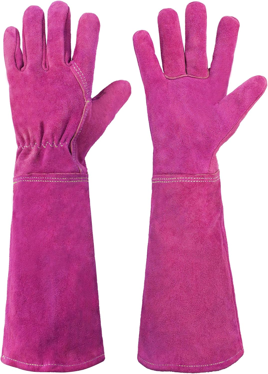 HANDLANDY Pruning Gloves Long for Men & Women, Pigskin Leather Rose Gardening Gloves- Breathable & Durability Gauntlet Glove Medium image number 3