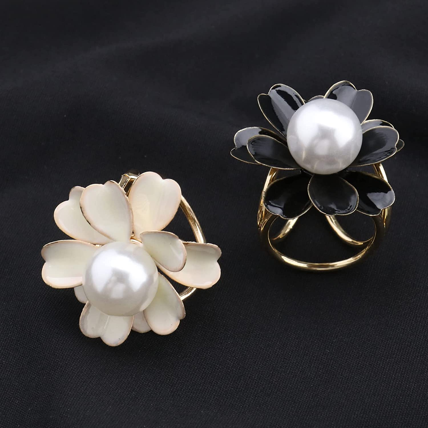 Ecsing 8PCS Rhinestone Scarf Buckle Pearl Neckerchief Holder Ring Silk Scarf Clasp Blouse Clip Wrap Clamp Shawl Holder Clothes Decoration Supplies for Women image number 5