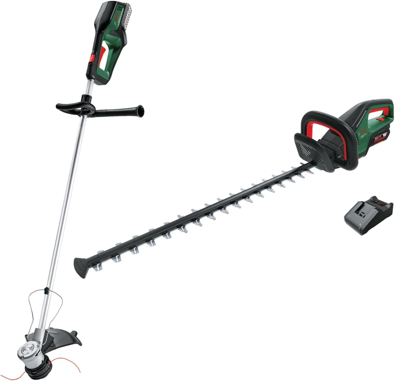 Bosch Cordless 36V Line Trimmer Advancedgrasscut 36 & Bosch Cordless 36V Hedge Trimmer Advancedhedgecut 36V-65 (1X 2.0Ah Li-Ion Battery & Charger Starter Set Included, 36V System) image number 3