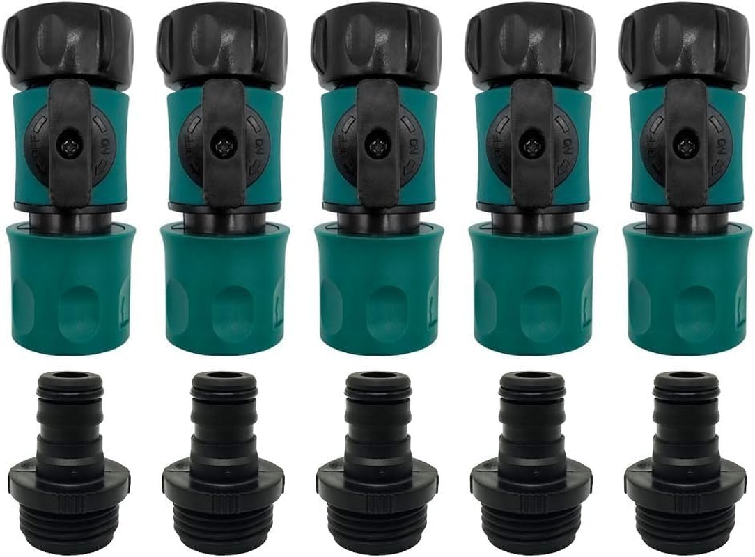 Plastic Garden Hose Quick Connect with Shutoff Valve Set Male and Female, 3/4&rdquo; Quick Connectors with Valve for Water Hose Coupling, Quick Release Kit Hose Fittings and Adapters (5 Sets/ 10 Pc) image number 6