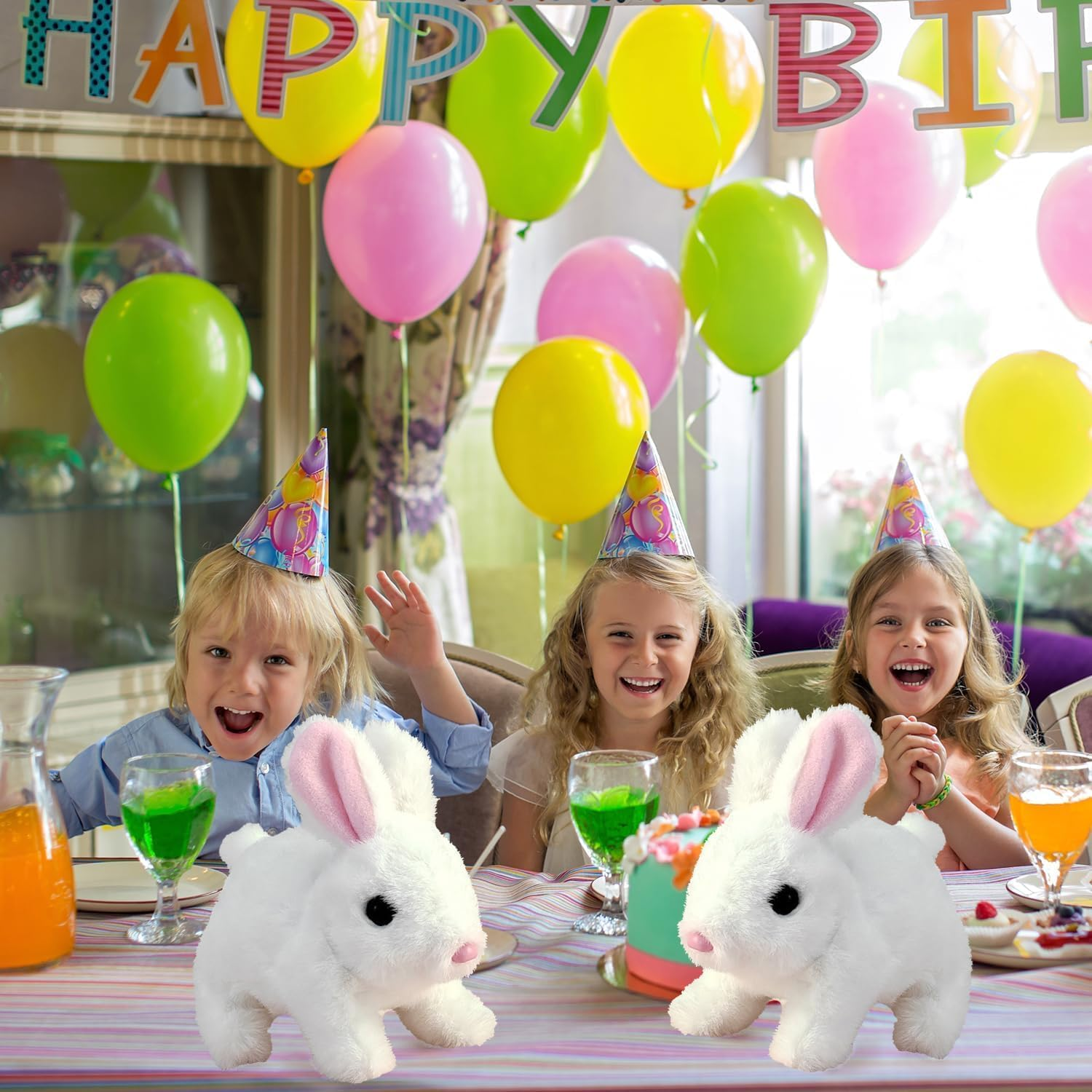 Plush Interactive Toy,Hopping Rabbit Interactive Electronic Pet Plush Bunny Toy with Sounds and Movements,Animated Walking Wiggle Ears Twitch Nose for Toddlers Birthday,Companion Animal for Kids