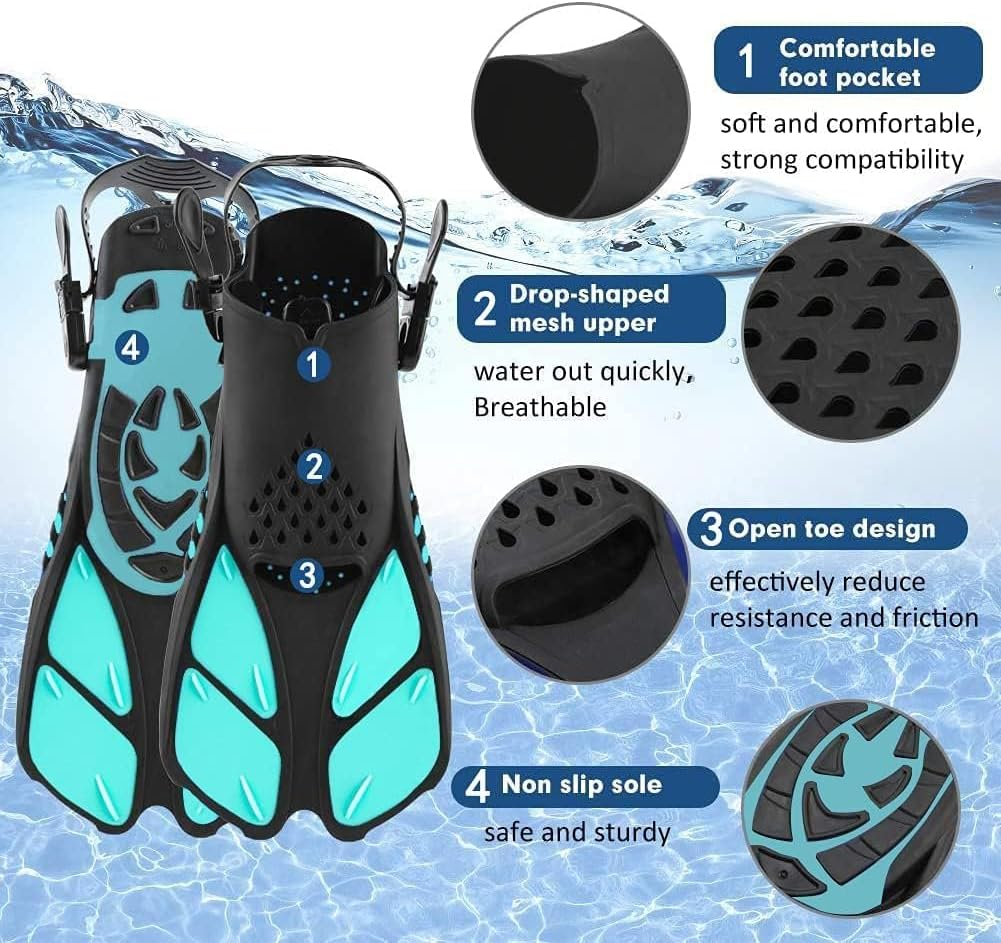 Snorkel Fins, Full Foot Pocket Swim Fins for Snorkeling, Diving image number 5