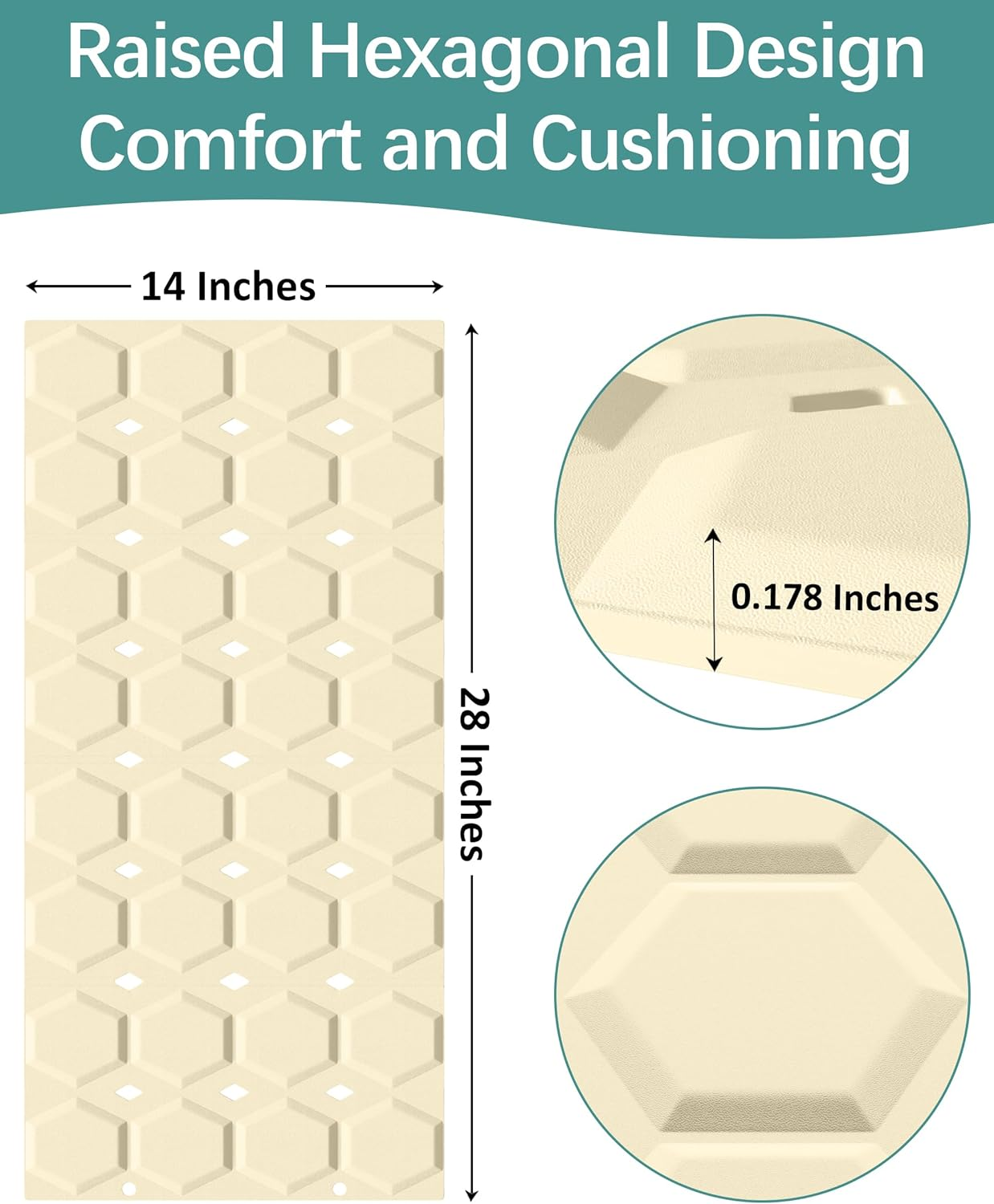 Non-Slip Shower Mats for inside Shower， 14 X 18 Inch Silicone Bathtub Mat Non-Slip, Bath Mat for Tub with Suction Cups, Drain Holes Bath Tub Mat (Light Ivory Color) image number 5