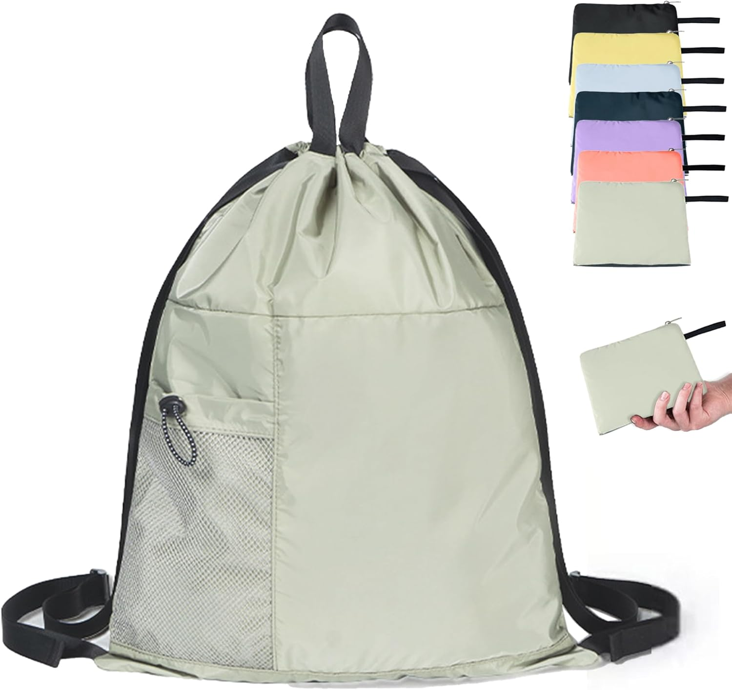 Packable Drawstring Travel Backpack, Hiking Swimming Waterproof Bags