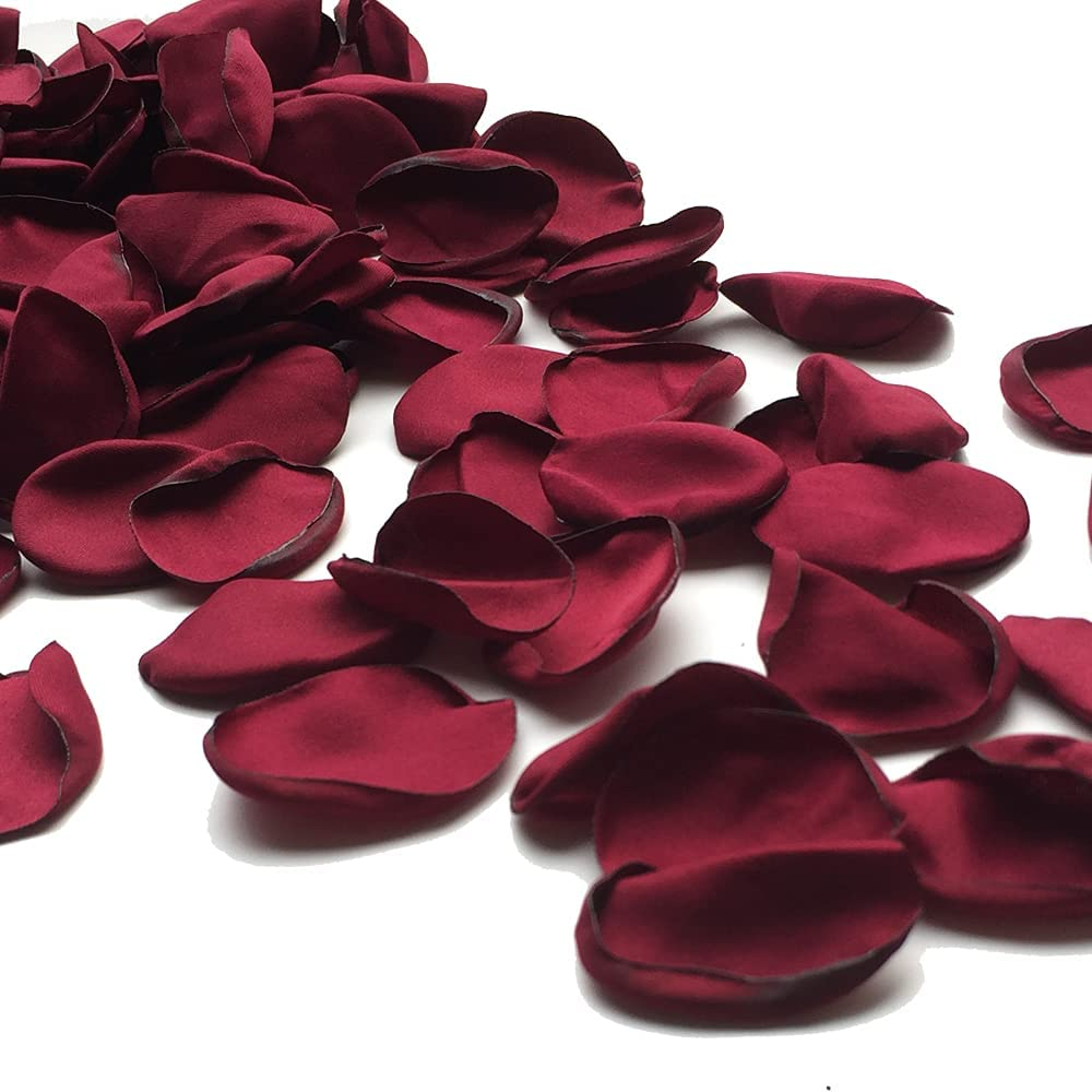 200Pcs Silk Rose Petals Burgundy Artificial Flowers Petals Flower Girl for Wedding Romantic Night Valentines Party Dinner Table Decoration image number 4