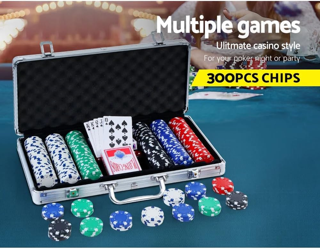 Party Central 300 Piece Poker Game Set, Host the Ultimate Poker Night, Complete with Cards, Chips, and Accessories for Hours of Fun and Entertainment