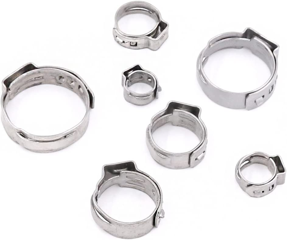 Glarks 120Pcs 7-21Mm 304 Stainless Steel Single Ear Hose Clamps Assortment Kit image number 3
