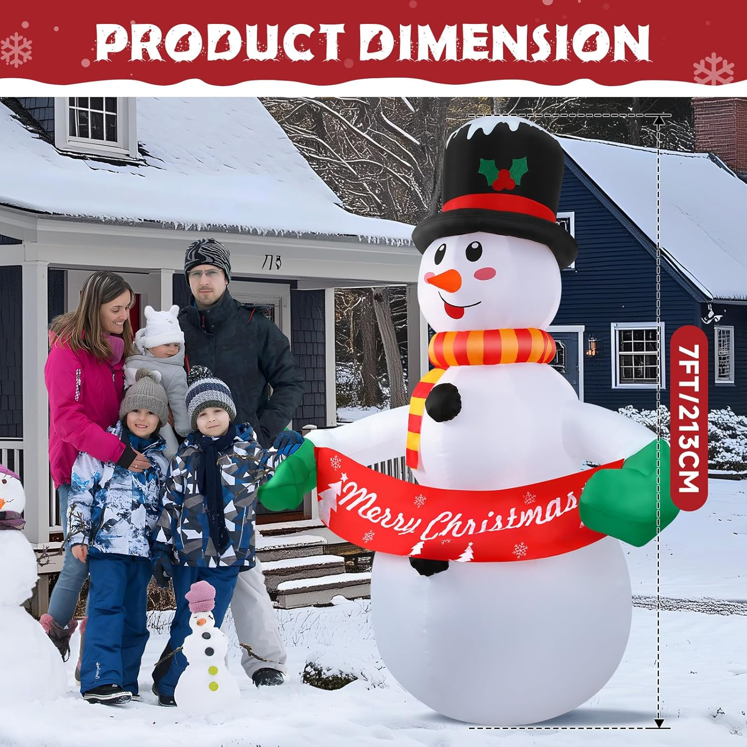 Alupssuc 2.1M Inflatable Christmas Snowman Nativity Scene Outdoor Decorations with LED Lights Blow up for Indoor Holiday Party Garden Lawn Xmas Decor 7FT image number 5