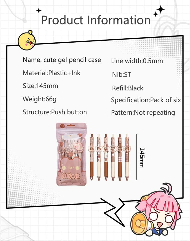 Kawaii Gel Pen Cute Bear Pen Ins Japanese Student Signature Pen Gel Pen Kawaii Stationery Cute Pen(Caramel Pudding Bear) image number 2