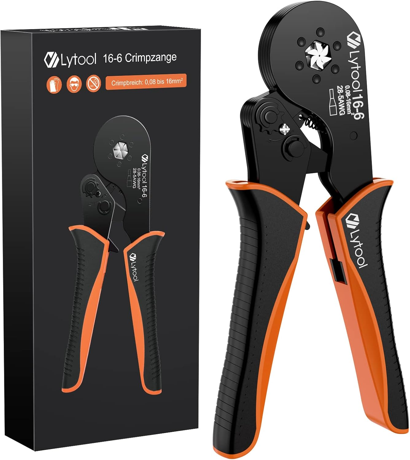 Ferrule Crimping Tools, Lytool 0.08-16Mm&sup2; Hexagonal Bootlace Ferrule Crimping Tool Kit Self-Adjustable Ratchet Crimping Pliers Set Wire Crimping Tool image number 1