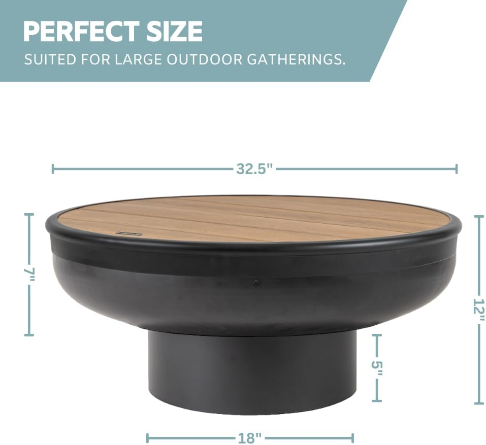 DENKOE 32 Inch round Fire Pit Table with Fire Pit Grill, Extra Thick, Heavy Duty Fire Bowl, Deep Outdoor Firepit, Wood Burning Firepits for outside Patio, Backyard Fire Pits, Large BBQ Pit image number 1