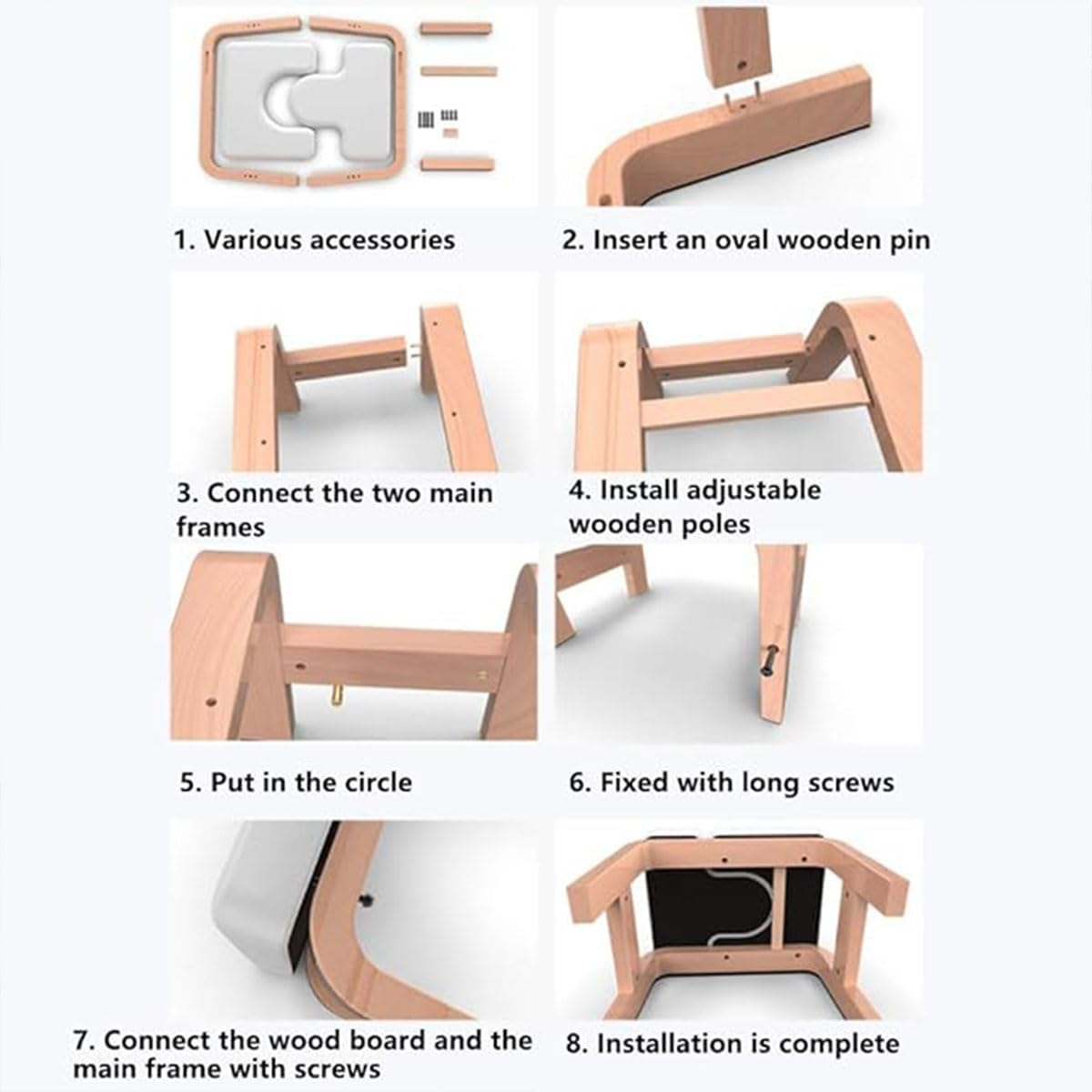 AIMALL Yoga Inversion Bench Wooden Handstand Stool, Professional Core Strength Training Chair, Home Fitness Yoga Auxiliary Chair, 24.5X15.4X15.1 Inches image number 5