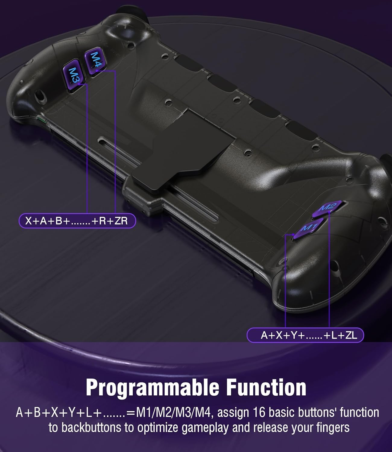 ZONEY Switch Controller for Nintendo Switch/Oled, One-Piece Joypad Switch Pro Controller for Handheld Mode, Ergonomic Handheld Switch Grip Controller with 6-Axis Motion Control, Turbo & Mapping (Black) - Black image number 2