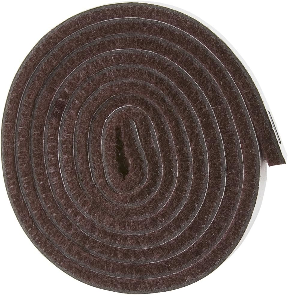 Self-Stick Heavy Duty Felt Strip Roll for Hard Surfaces (1/2" X 60"), Walnut Brown image number 4