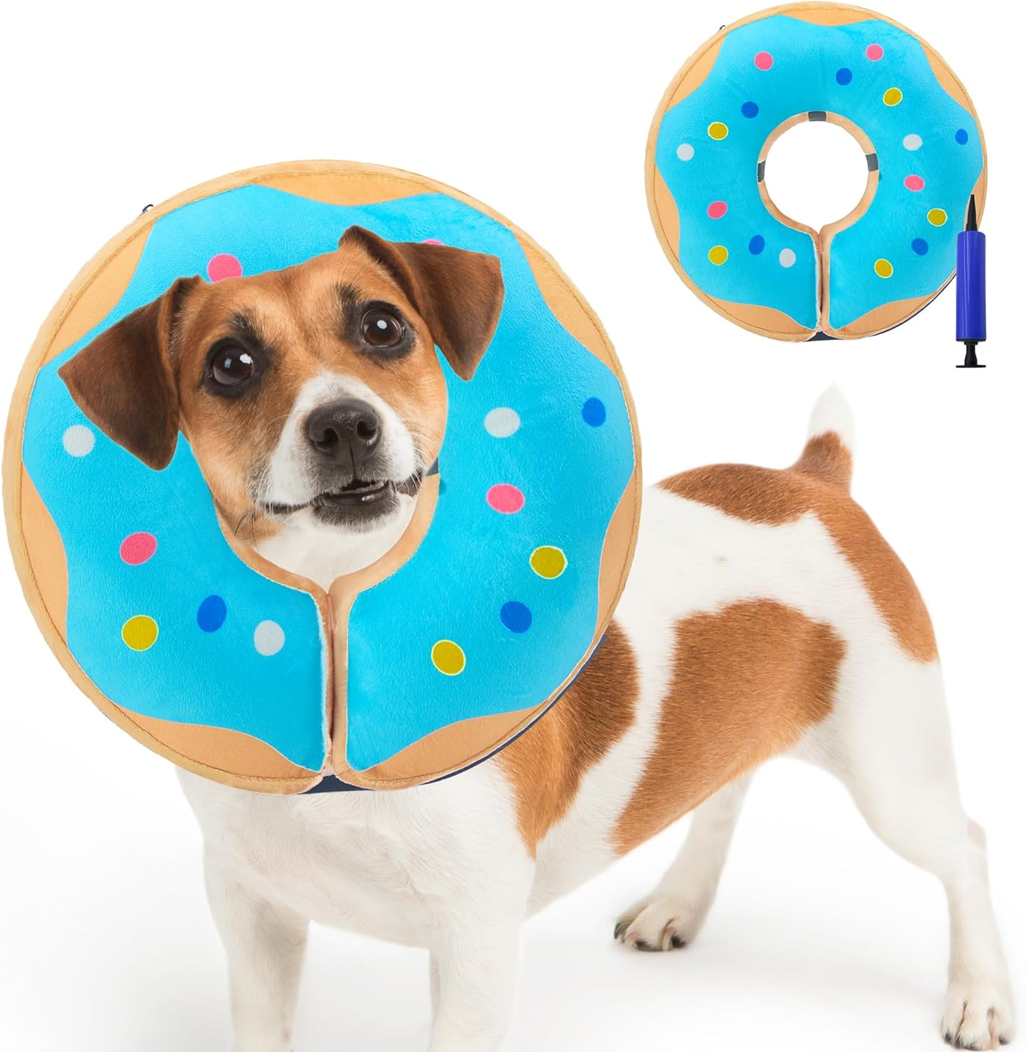 NACOCO Protective Inflatable Dog Cone Collar - Alternative after Surgery Dog Neck Donut Collar Recovery E Collar for Post Surgery Soft Dog Cone for Small Medium Dogs Cats (Pink, Small) image number 1