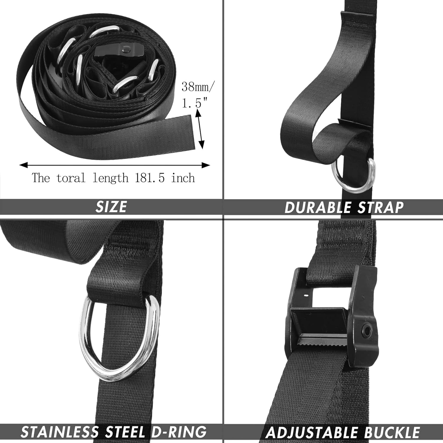 KYLIN SPORT Door Anchor Strap for Resistance Bands Exercises Multi Point Anchor Gym Attachment for Home Fitness, Portable Door Band Resistance Workout Equipment, Black image number 4