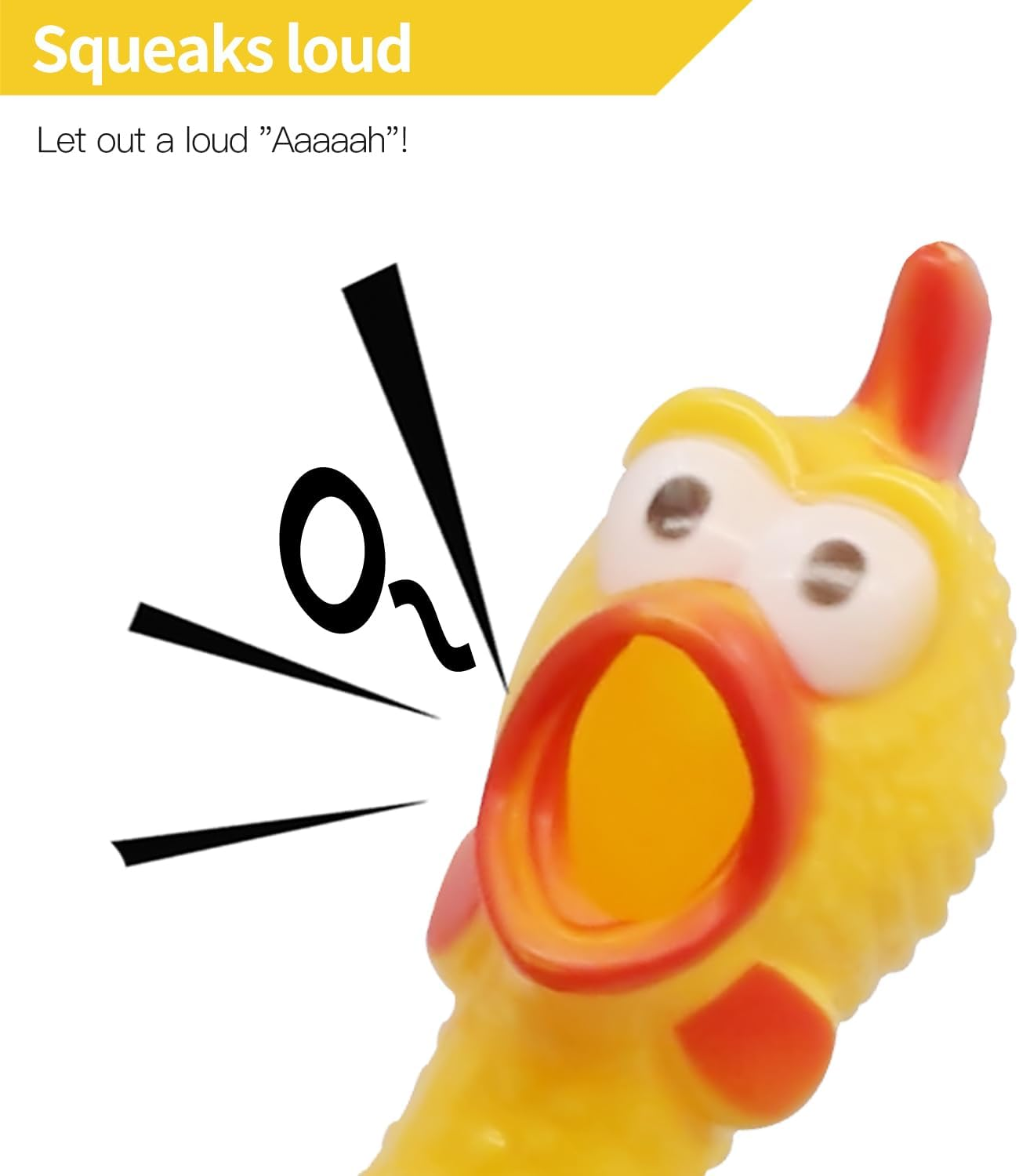 Novelty Place [Extra Loads] Squawking Chicken Dog Toy - Large 16" - Yellow Rubber Squeaky Chicken image number 2
